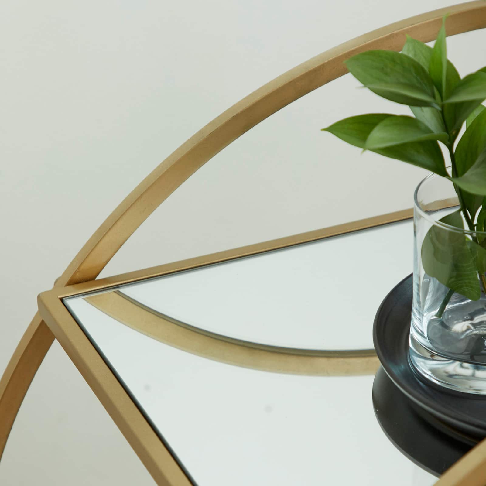 Gold Iron & Mirror Contemporary Bar Cart