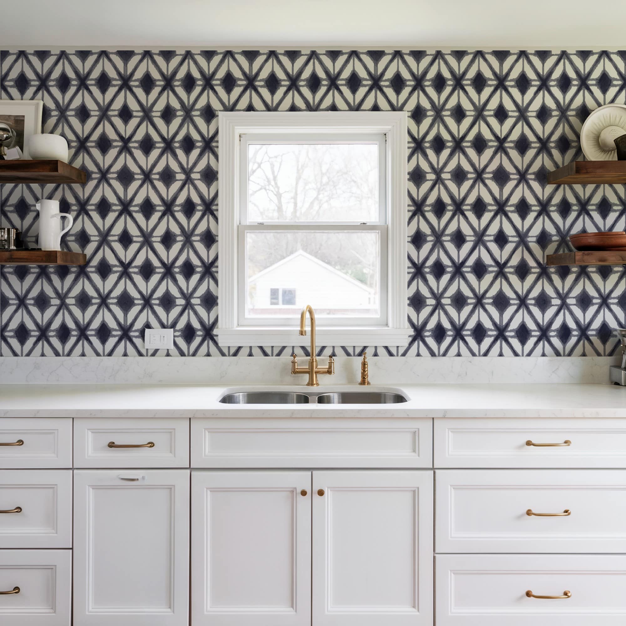 Designs Direct Shibori Geometric Peel & Stick Wallpaper