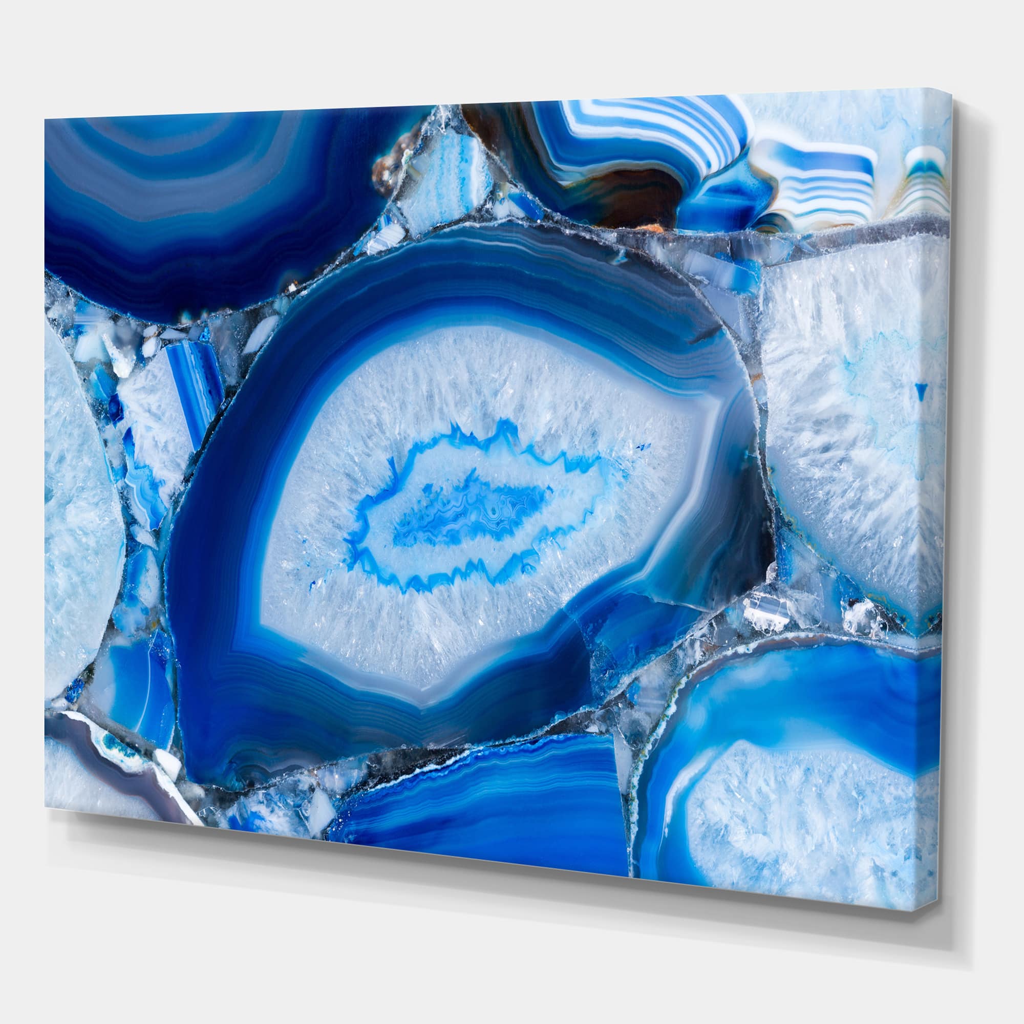 Designart - Blue Agate Geode - Mid-Century Modern Canvas Art