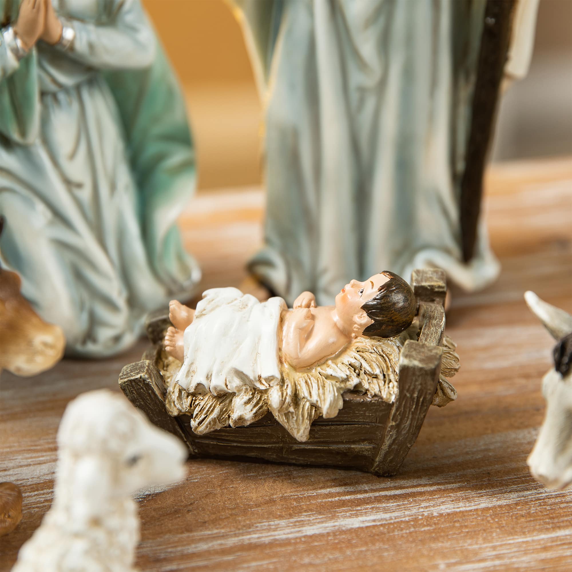 Glitzhome® 12 Piece Deluxe Blue Nativity Figurine Set