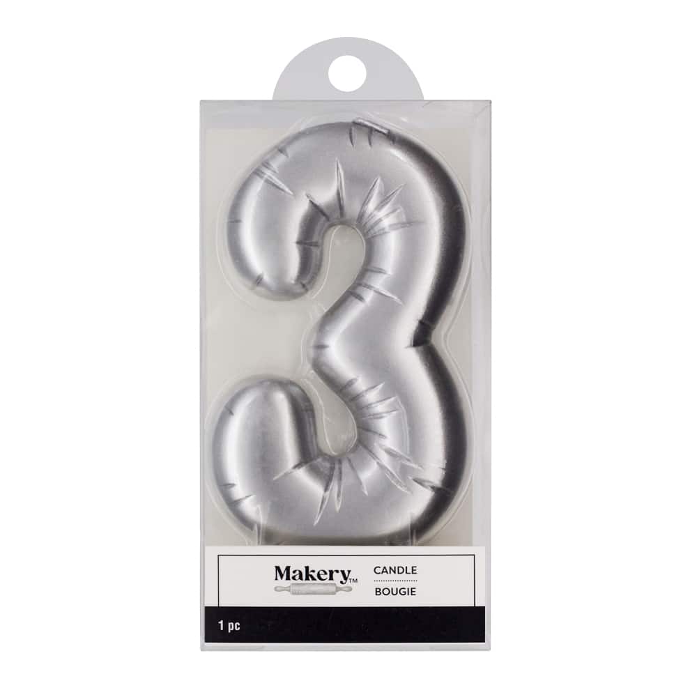 Silver Number Candle by Makery