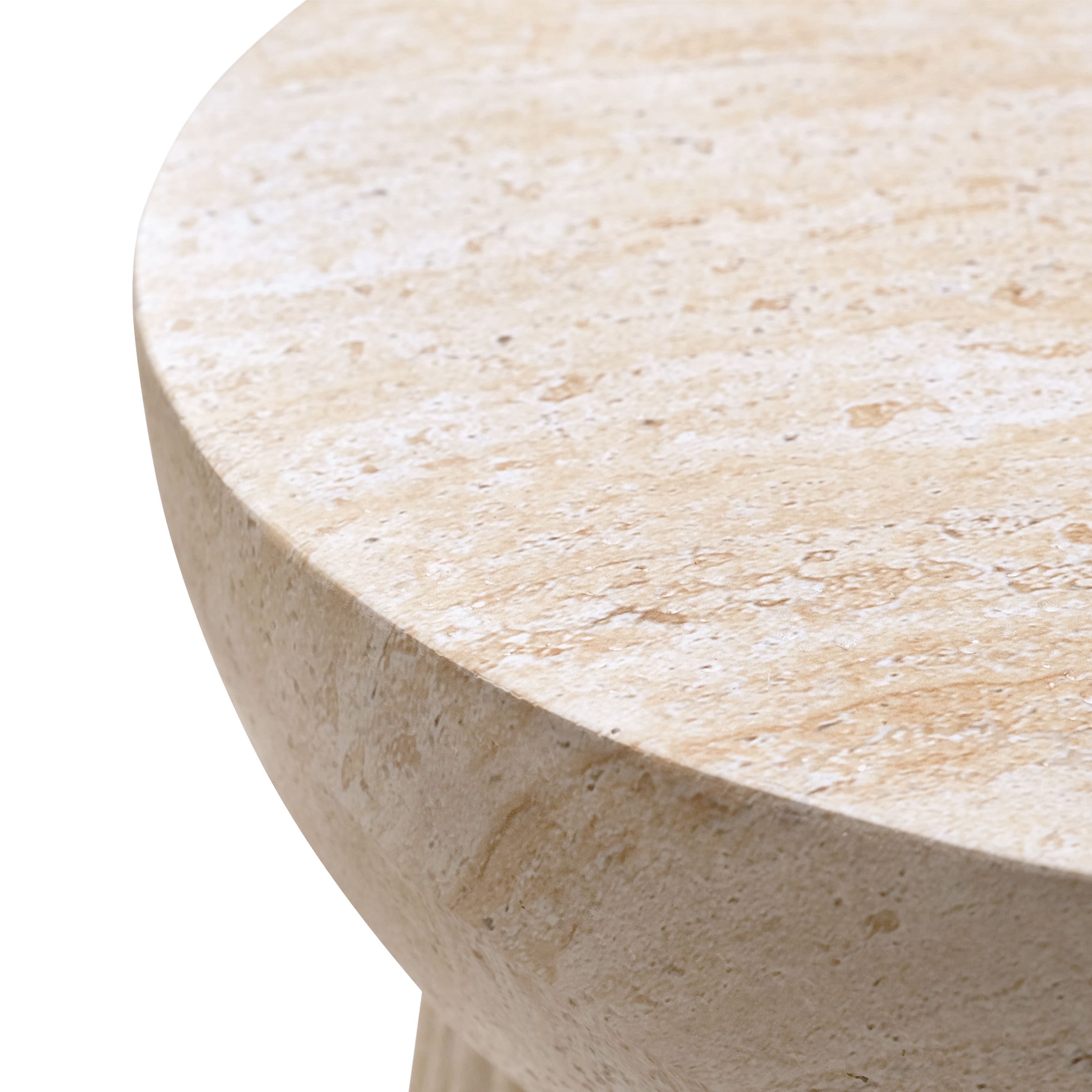 Empire Art Direct 17" Fluted Travertine Stone Finish MGO Side Accent Table