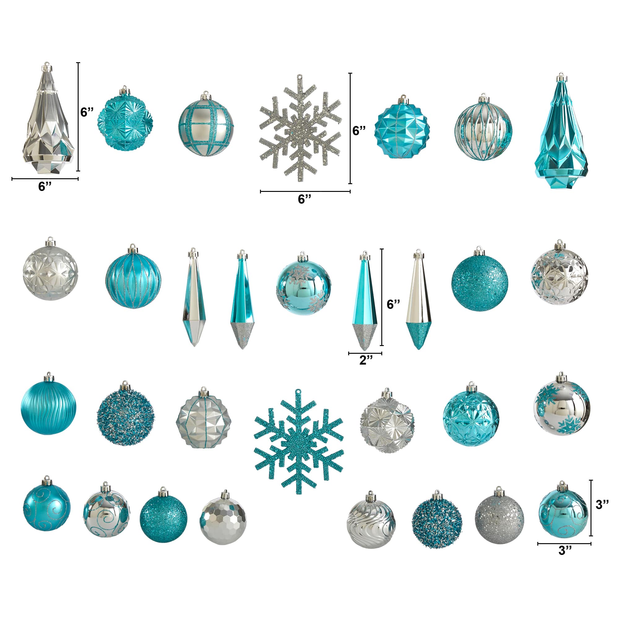 52ct. 6" Blue & Silver Shatterproof Ornament Set