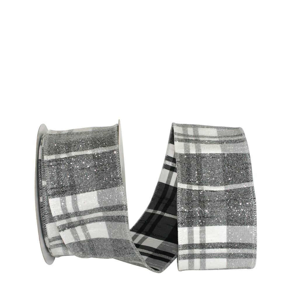 JAM Paper 2.5" x 10yd. Frosted Wired Grand Plaid Ribbon