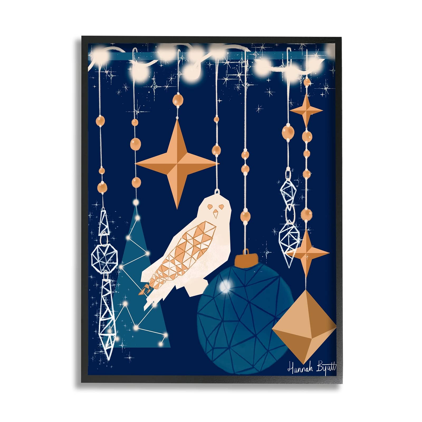 Stupell Industries Geometric Winter Owl Framed Giclée Art