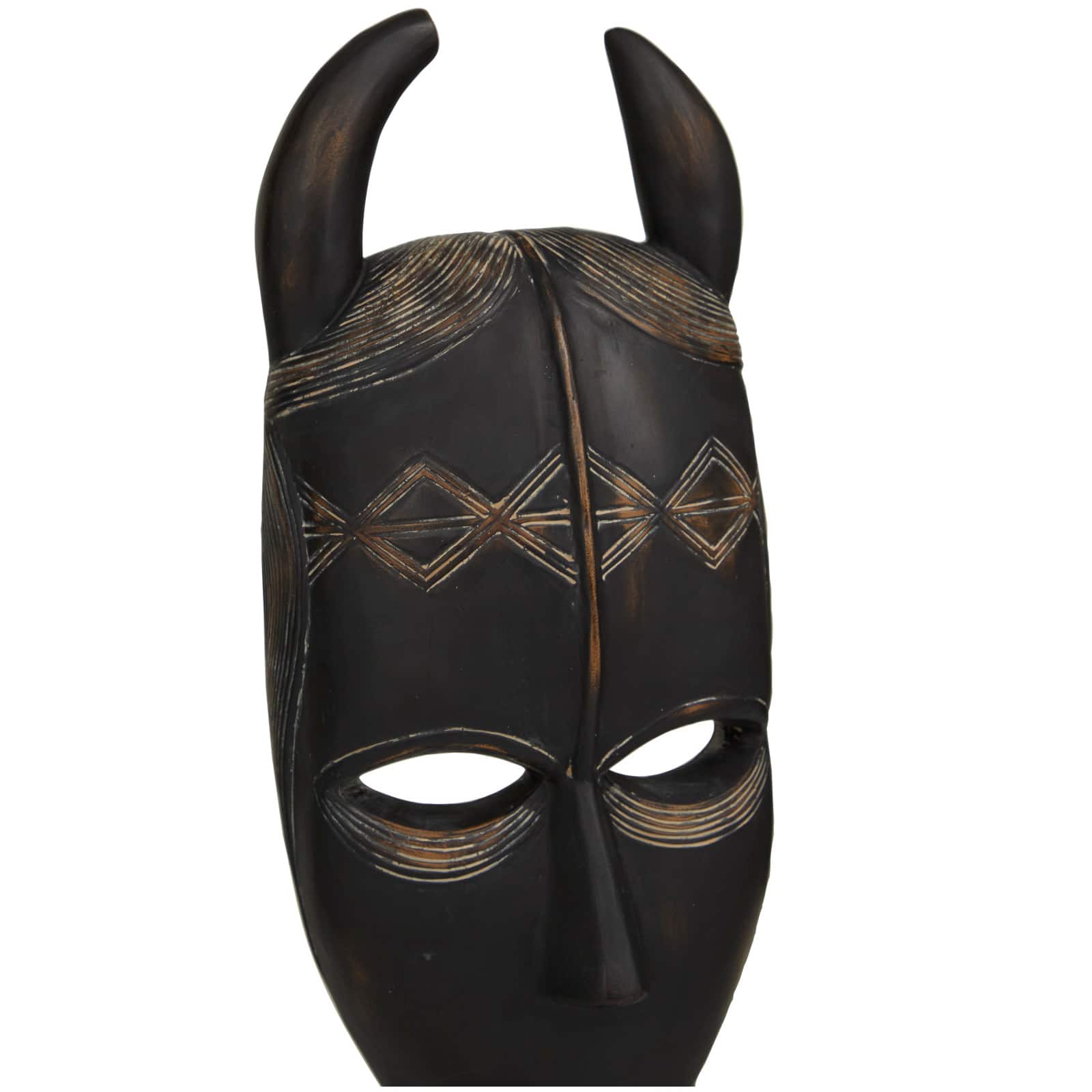 Black Polystone Handmade Carved Mask Sculpture Set