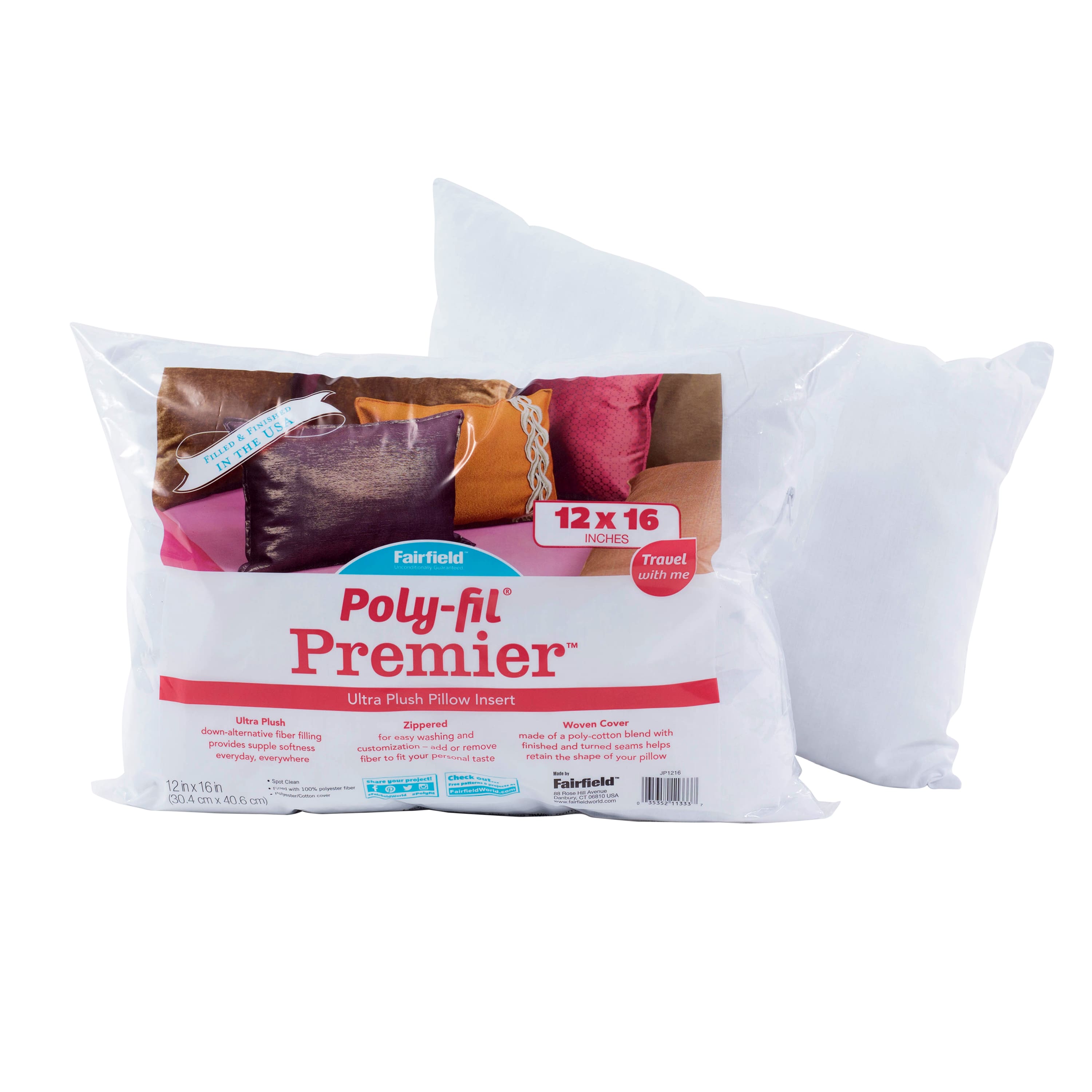 Poly-fil® Premier™ Travel Pillow Insert, 12" x 16"