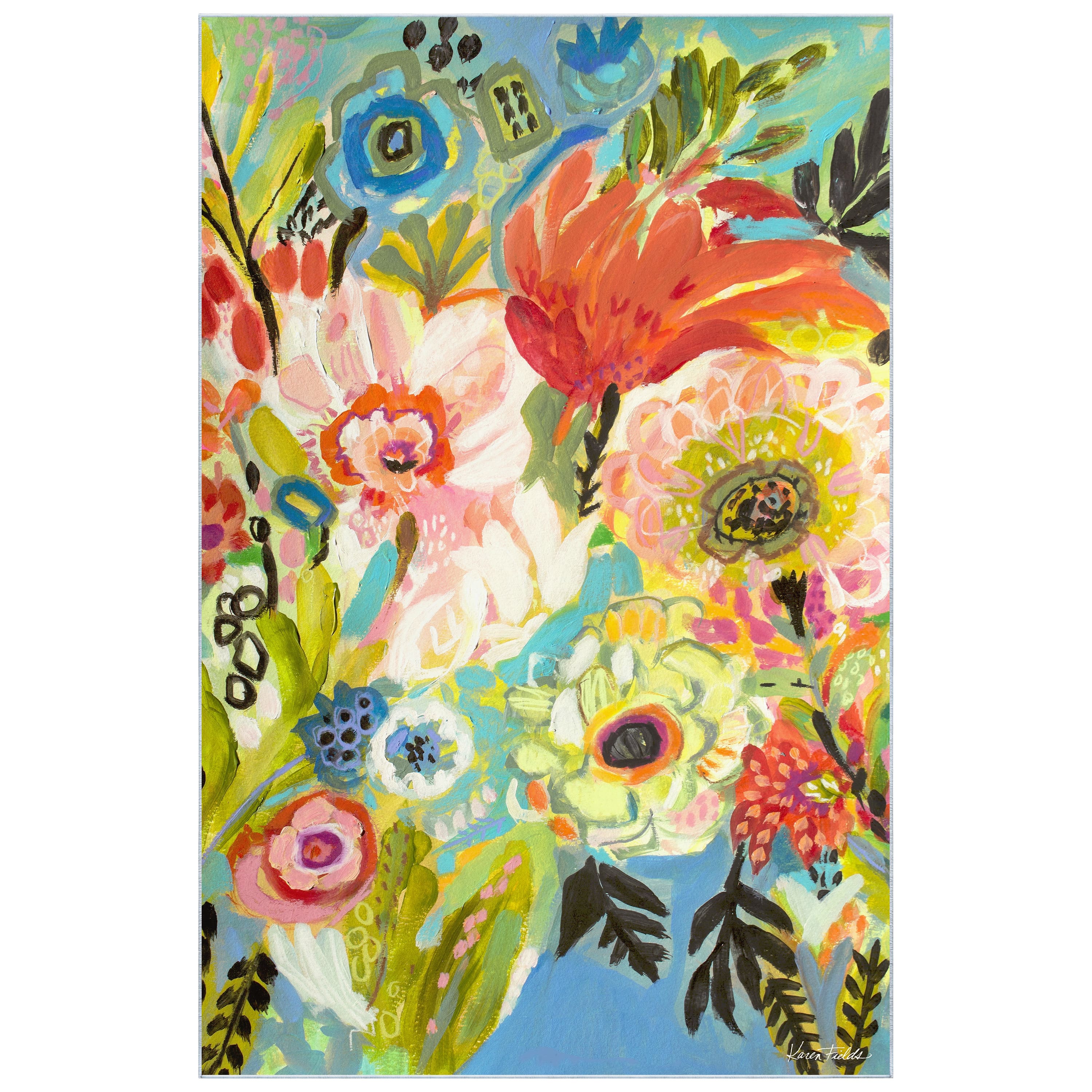 Empire Art Direct 5ft. x 7.5ft. Secret Garden Floral III B Tapis D'Art Washable Area Rug