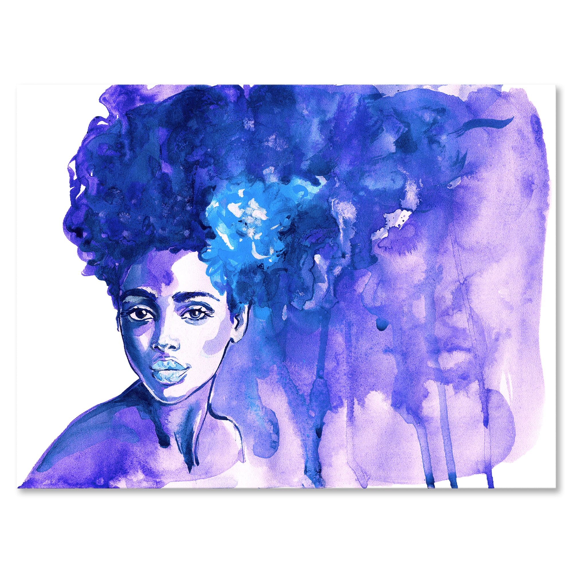 Designart - Glorious Blue Portrait of African American Woman