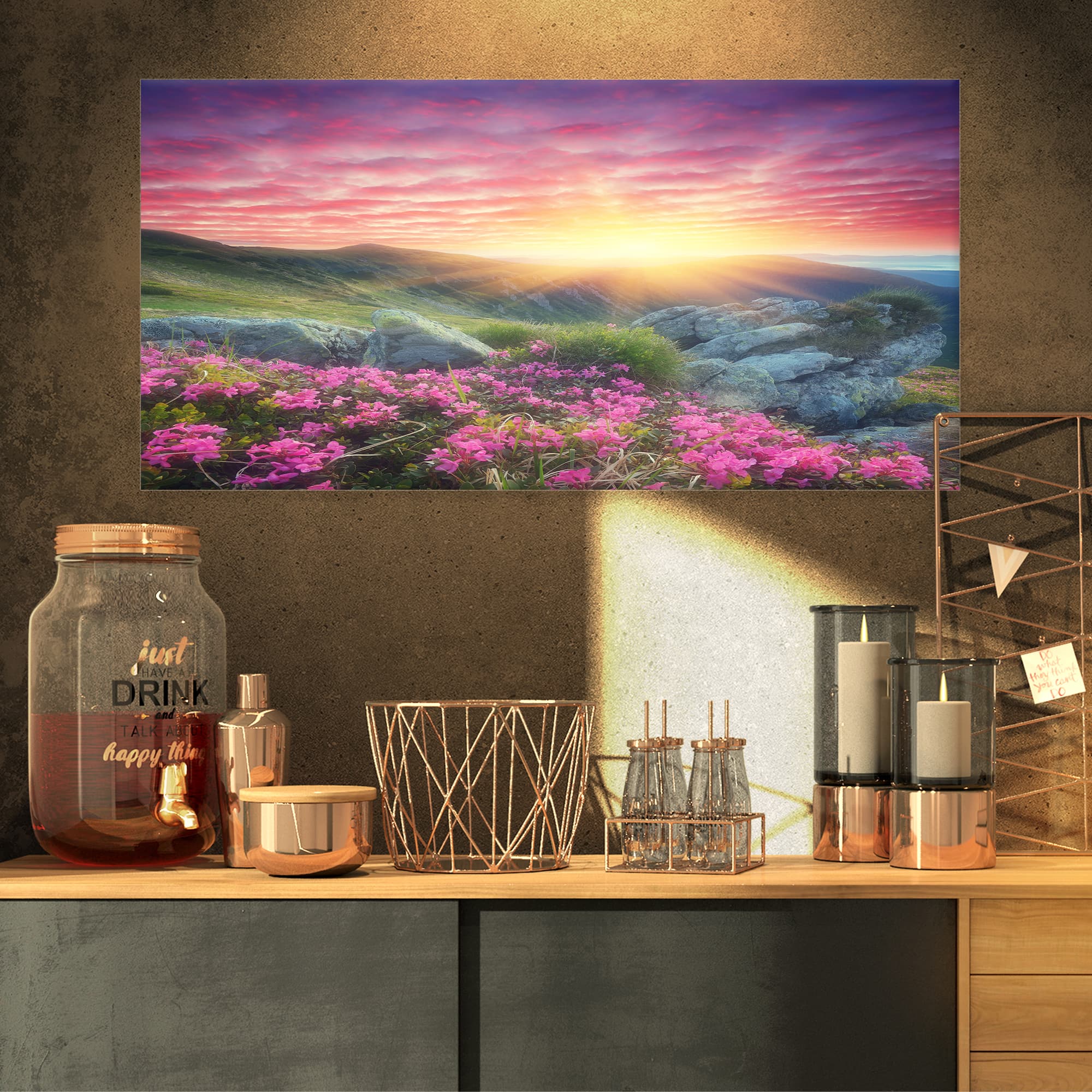 Designart - Morning with Flowers in Mountains - Landscape Photography Canvas Print