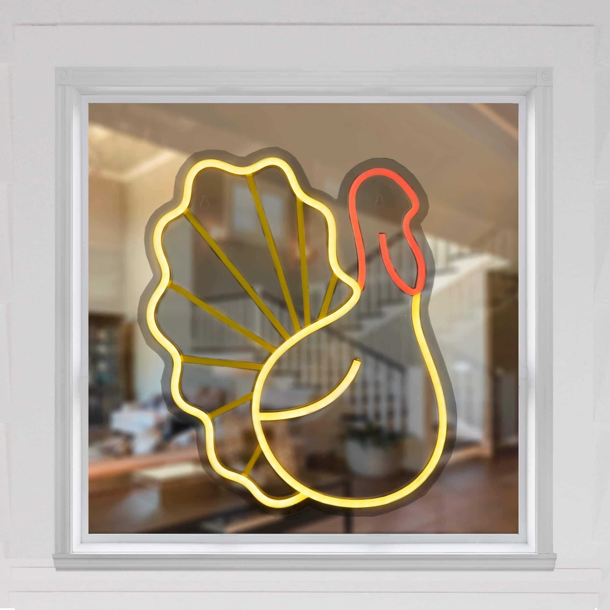 15" LED Neon Style Fall Harvest Turkey Window Silhouette