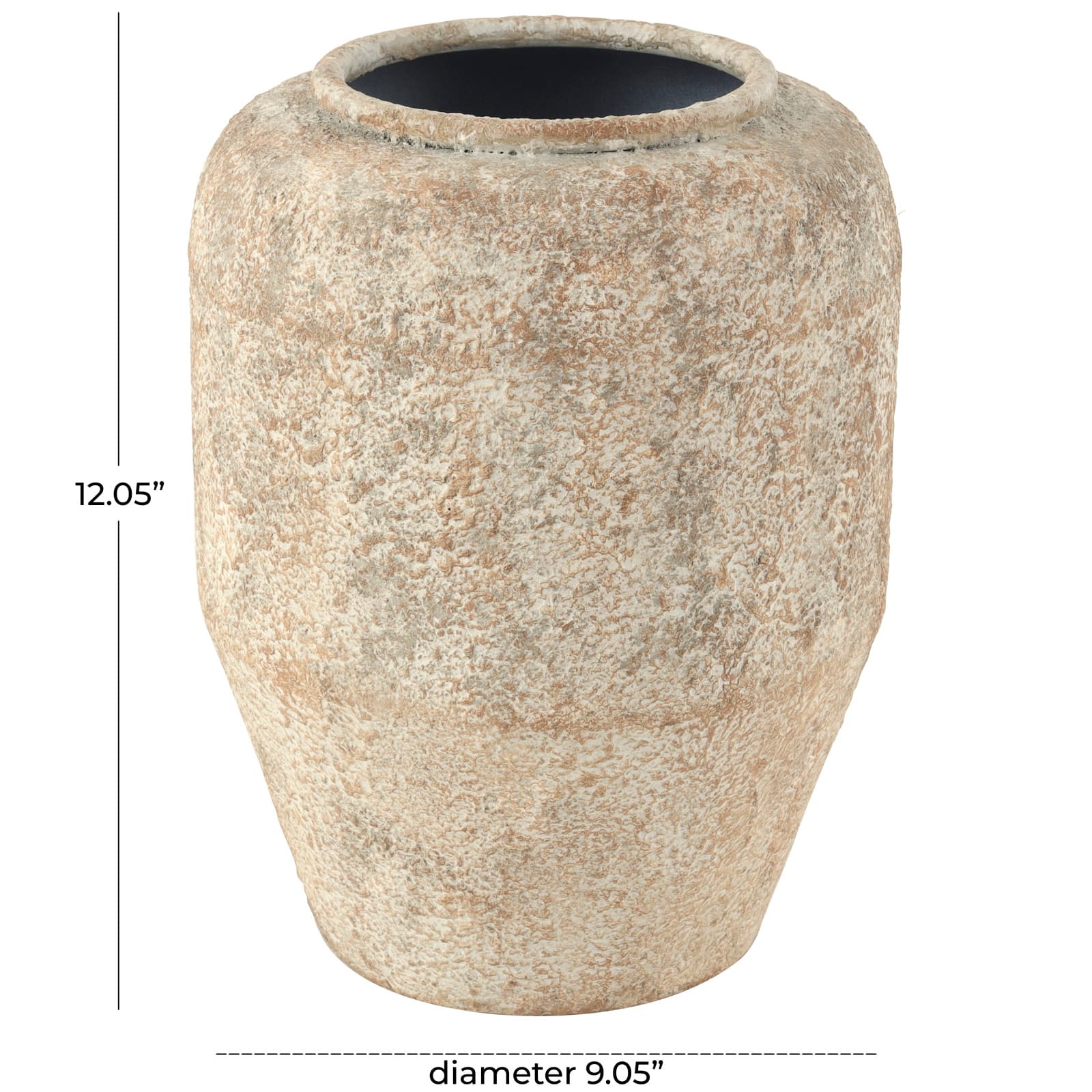 12" Beige Metal Handmade Antique Style Distressed Vase