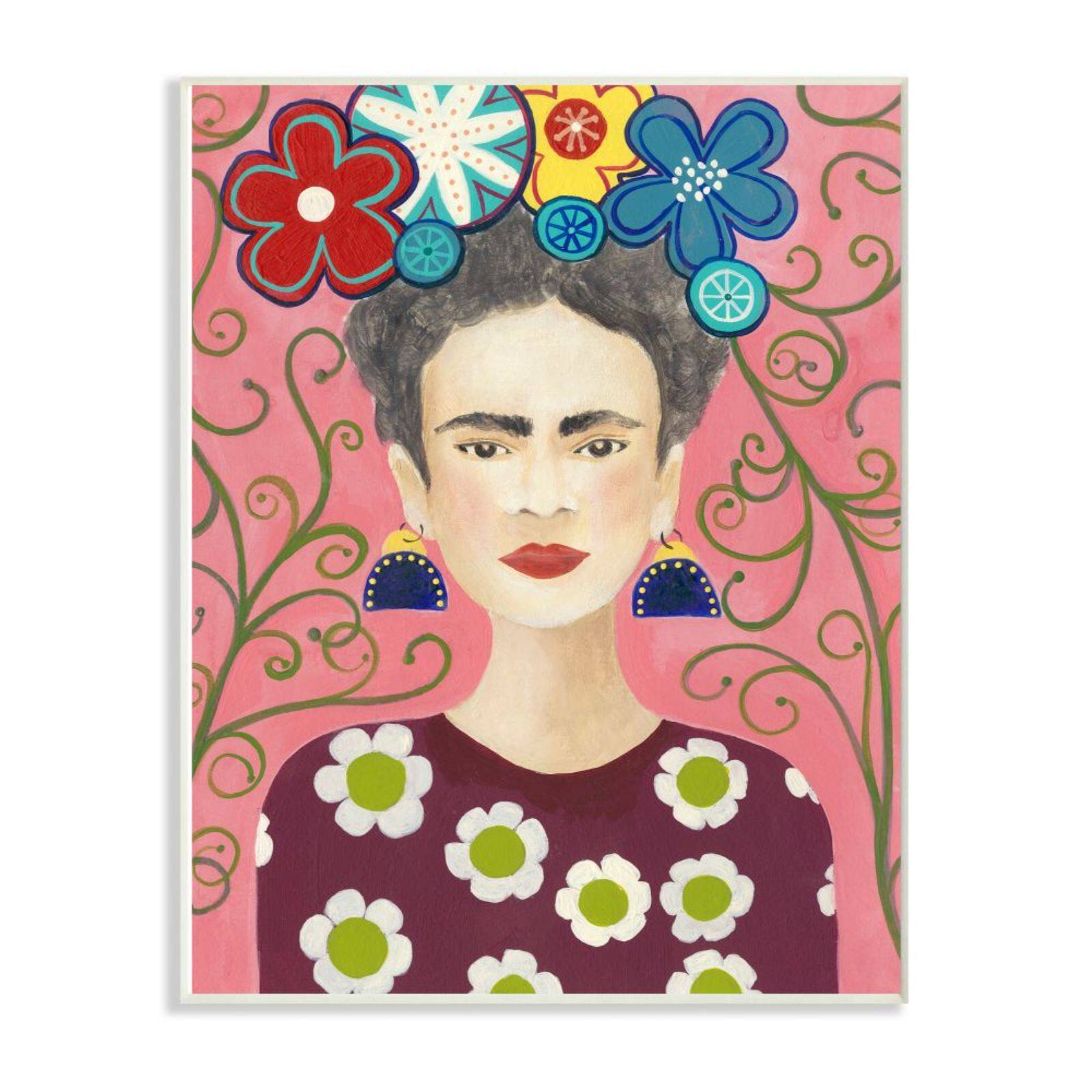 Stupell Industries Frida Portrait on Background Wall Art Plaque