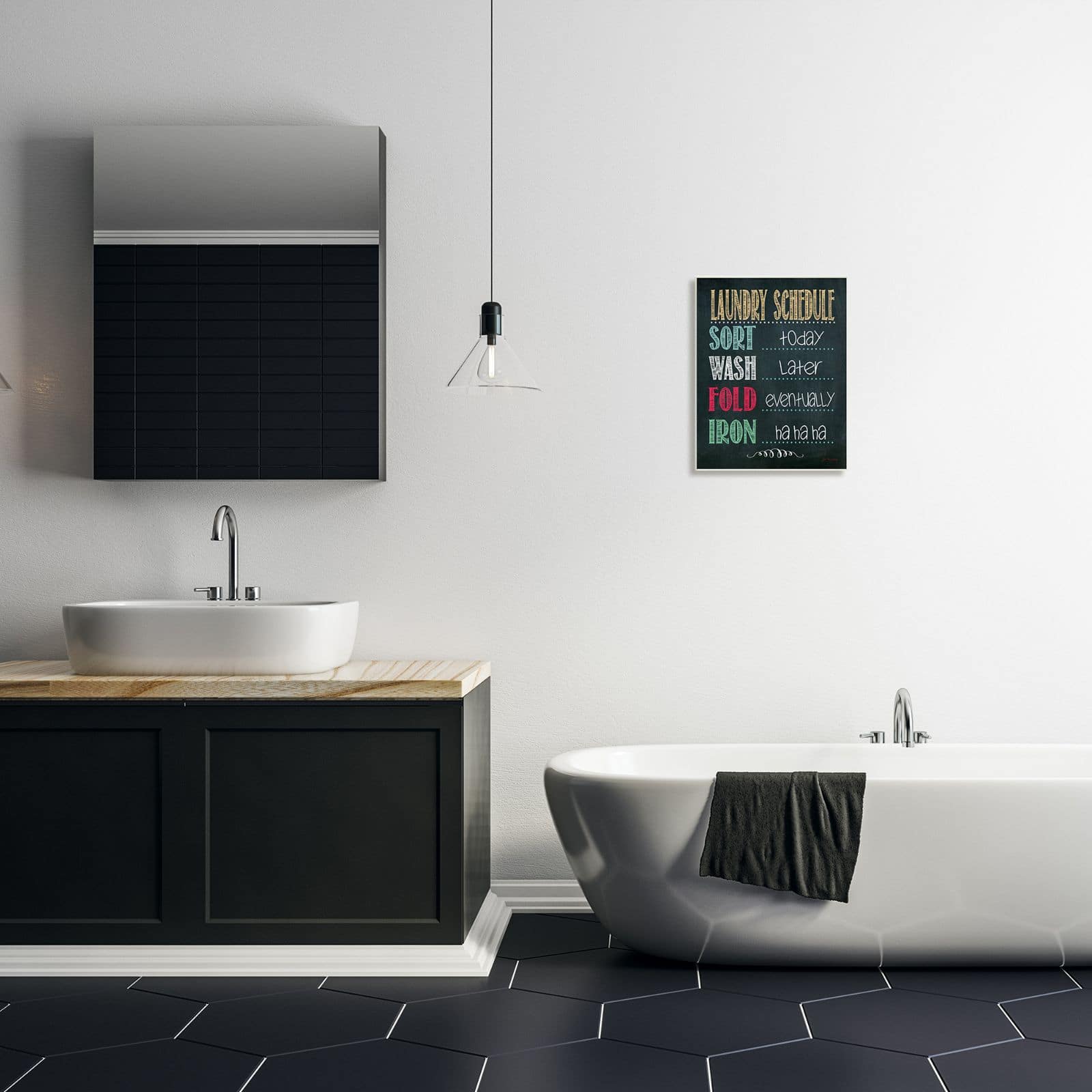 Stupell Industries Stupell Industries Laundry Schedule Chalkboard Bathroom Wall Art Wood Wall Plaque