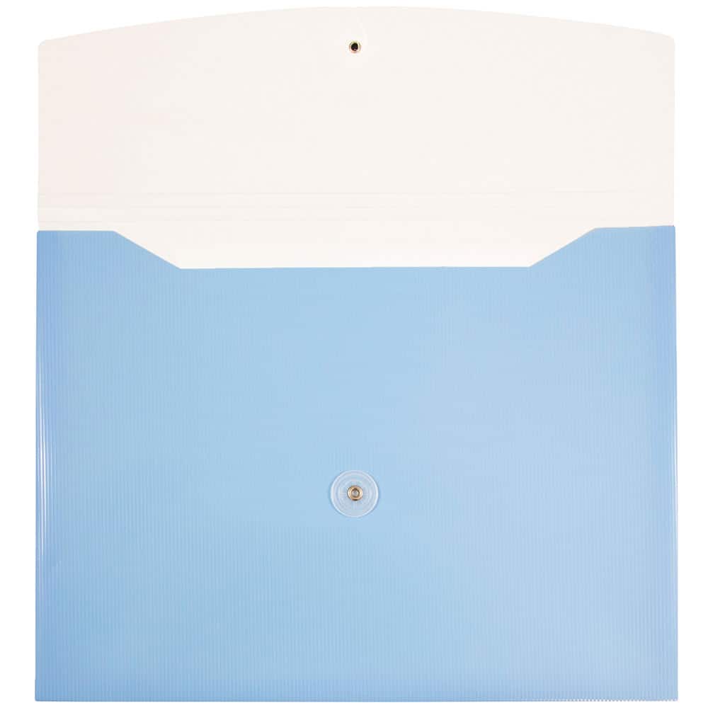 JAM Paper 9.75" x 13" Two-Tone Light Blue Plastic Button & String Tie Closure Envelopes, 12ct.