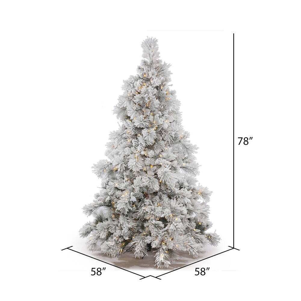 6.5ft. Pre-Lit Flocked Alberta Artificial Christmas Tree, Pure White LED Lights