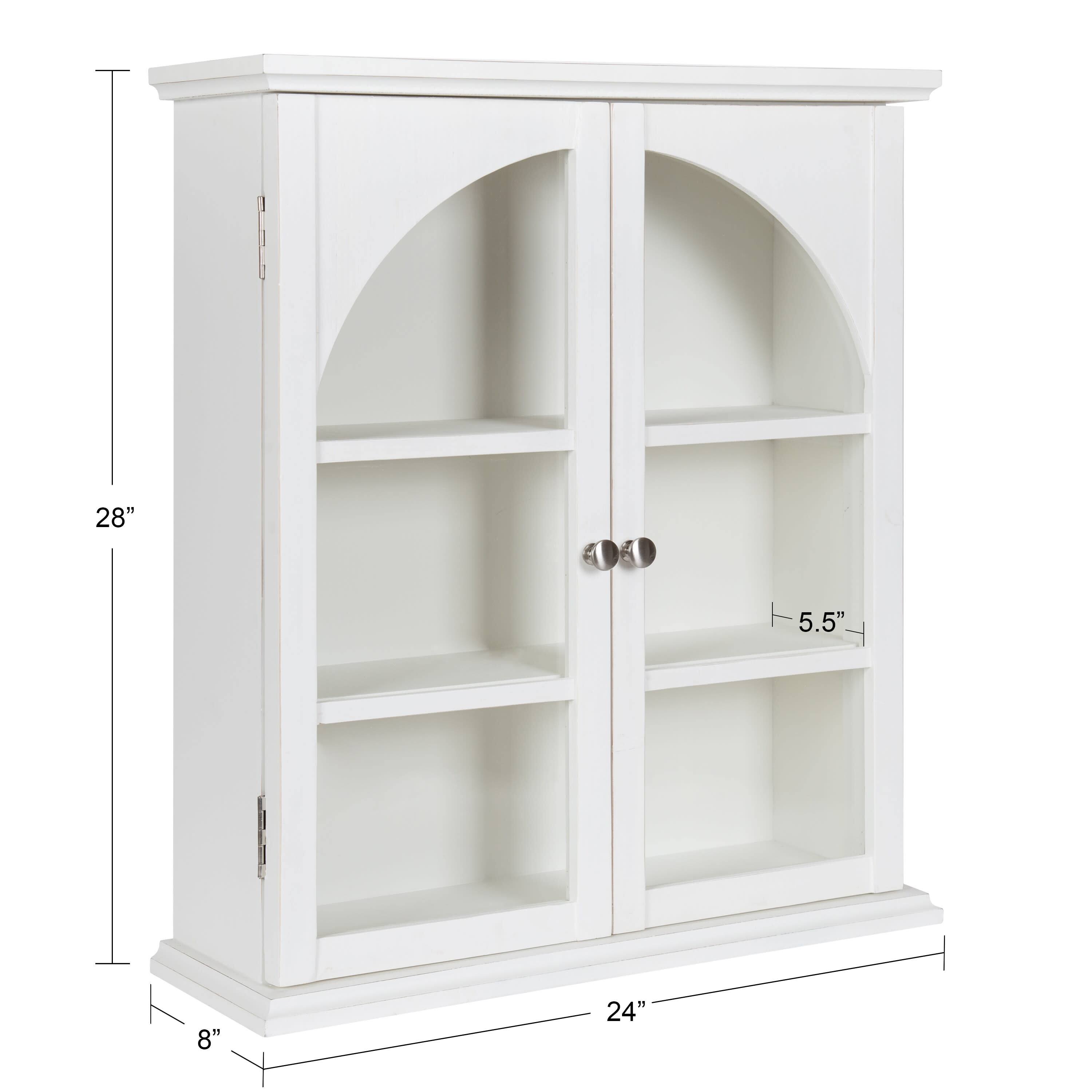 Kate and Laurel White Walsted Decorative Wood Arch Cabinet