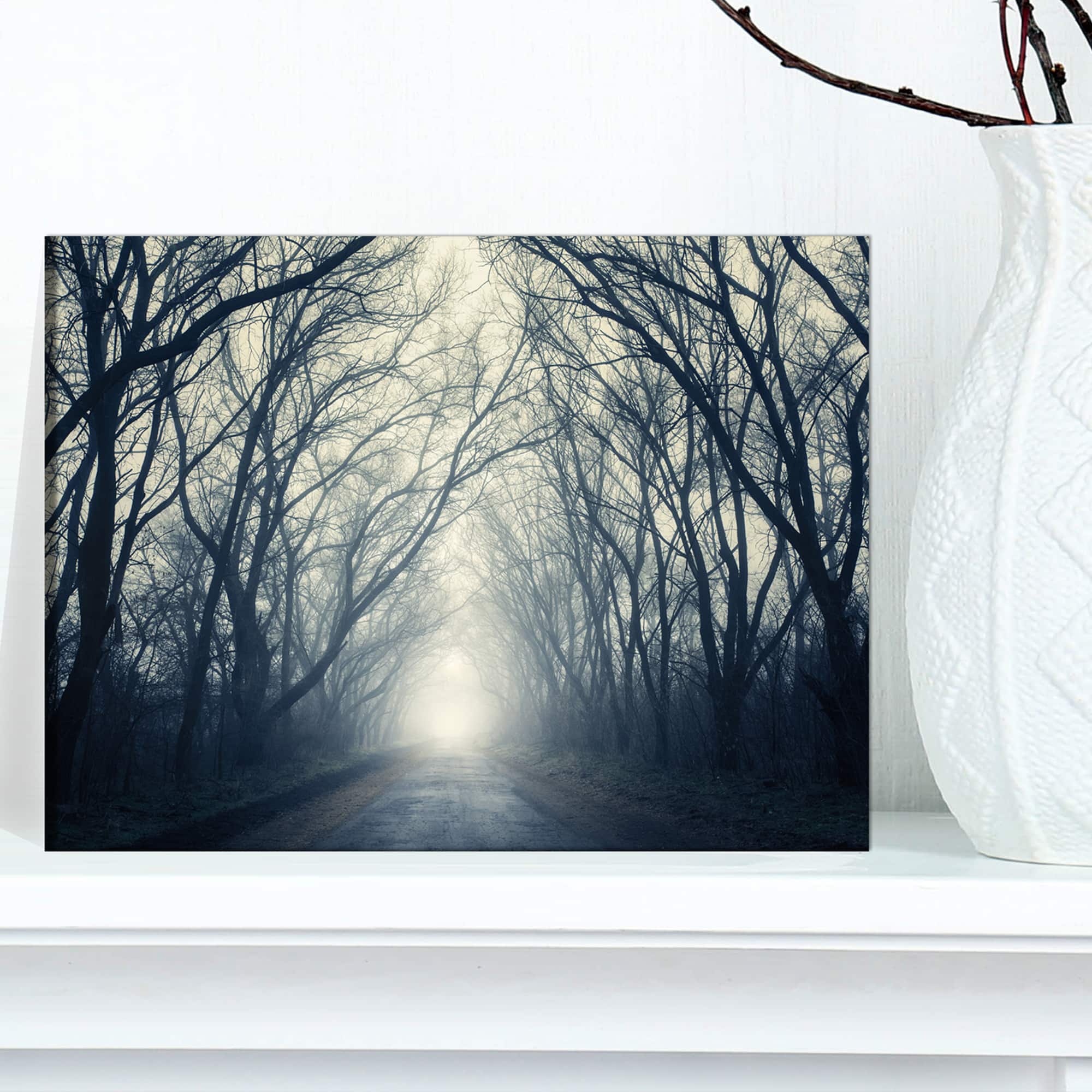 Designart - Dark Autumn Forest in Fog