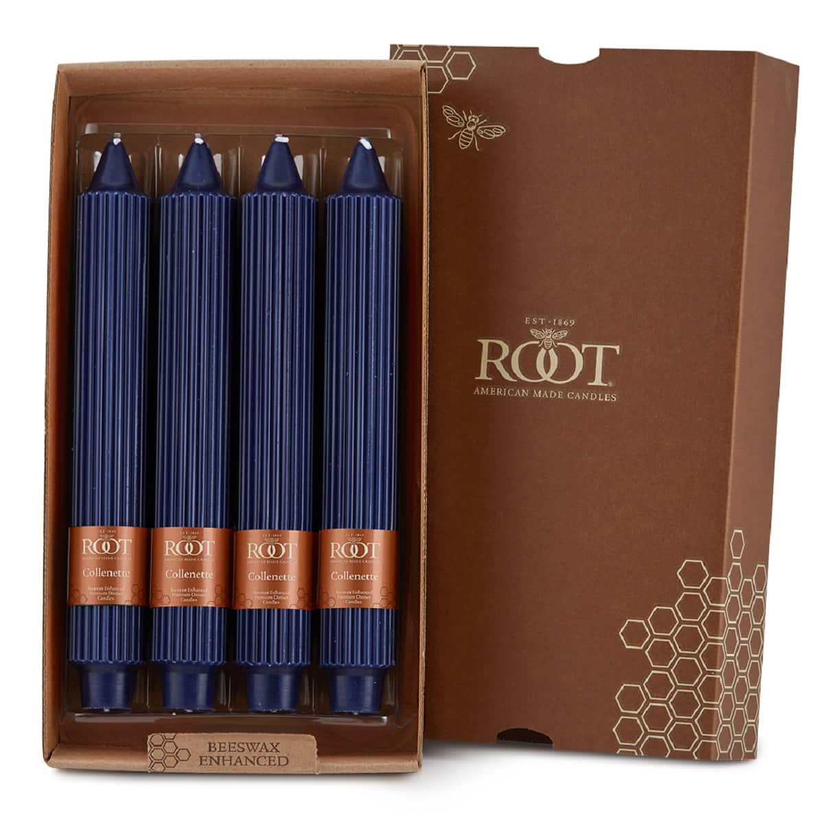 Root Candles 9" Unscented Grecian Collenette Taper Candles