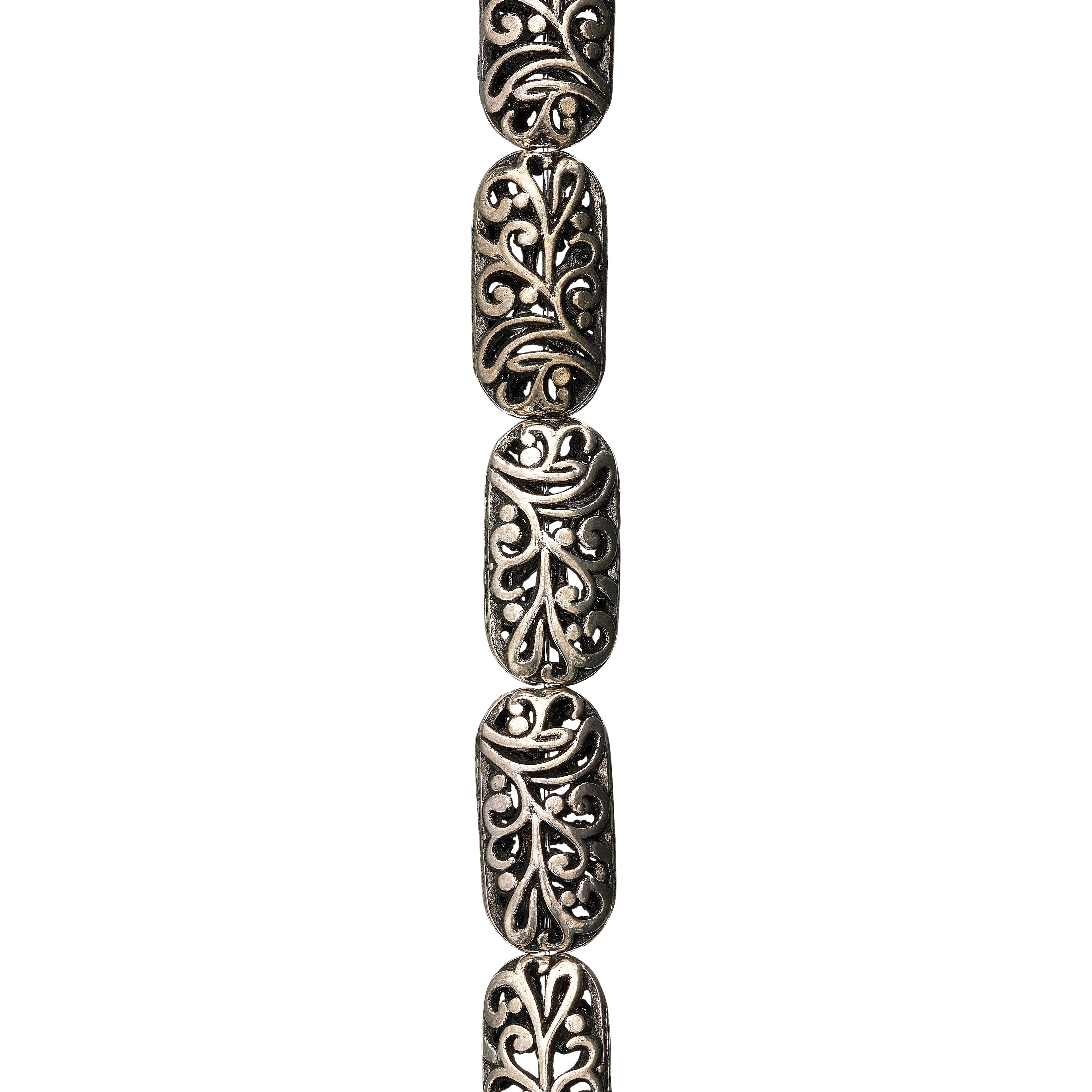 12 Pack:  Silver Plated Vine Pattern Beads, 20mm by Bead Landing™
