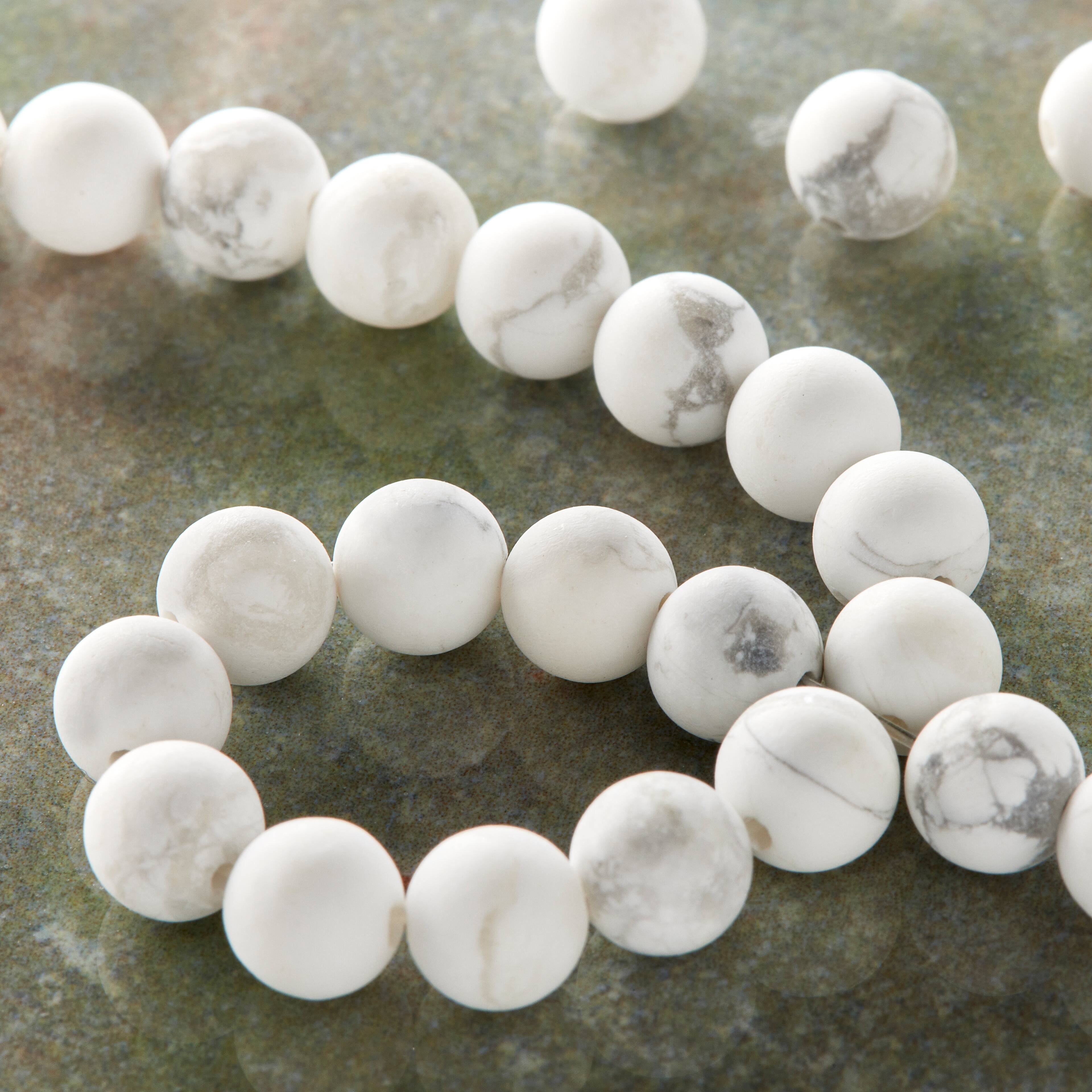 12 Pack: Matte White & Gray Howlite Round Beads, 6mm by Bead Landing™