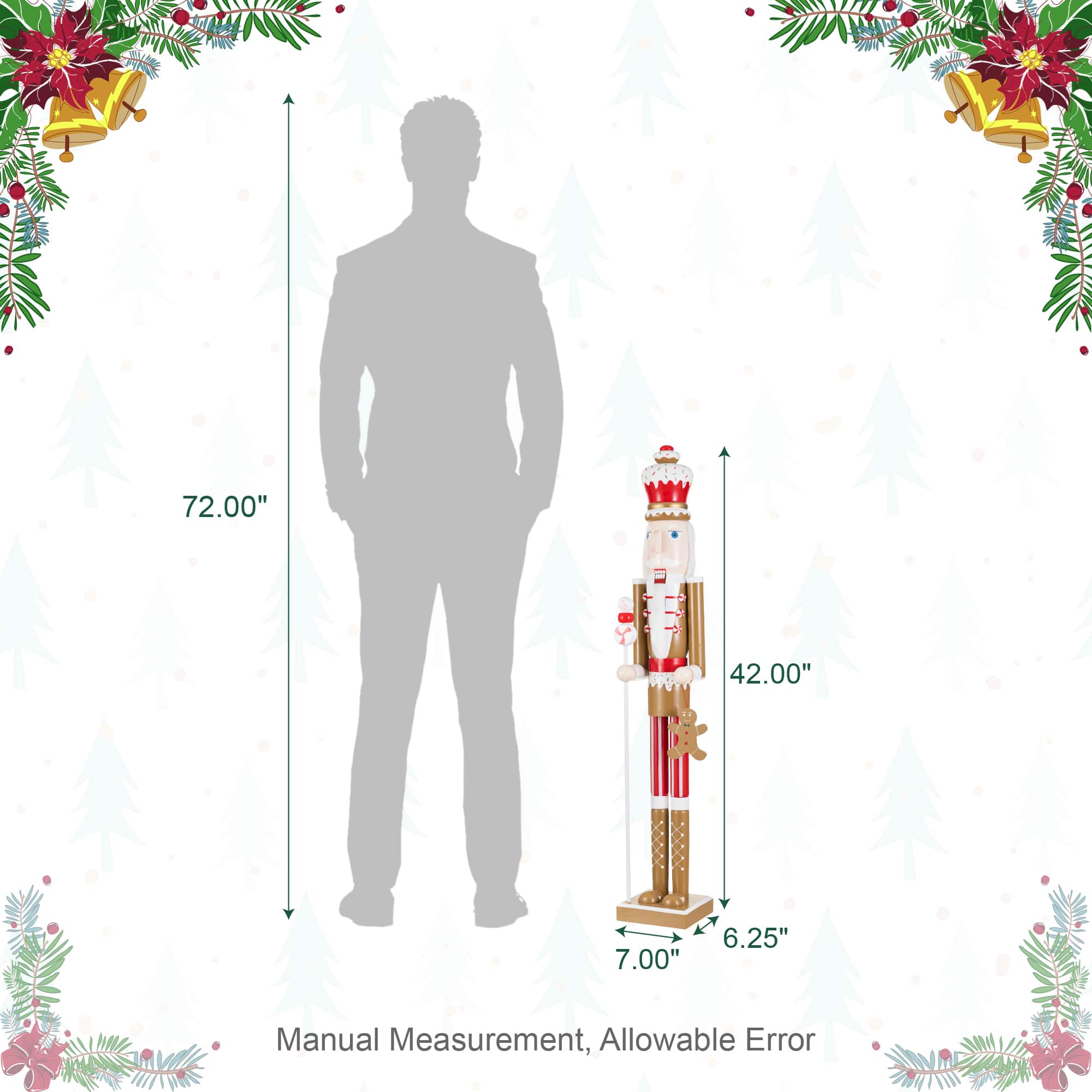 Glitzhome® 42" Wooden Christmas Gingerbread Man Nutcracker
