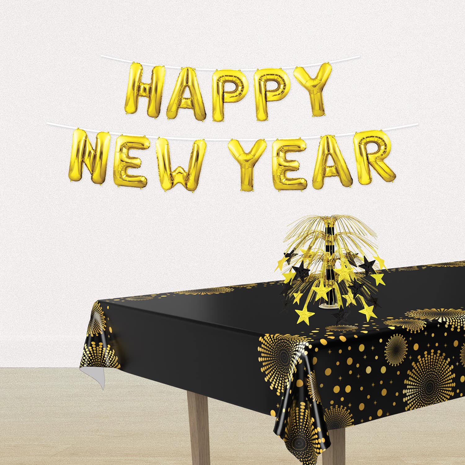 Beistle 12ft. Gold Happy New Year Balloon Streamers, 2ct.