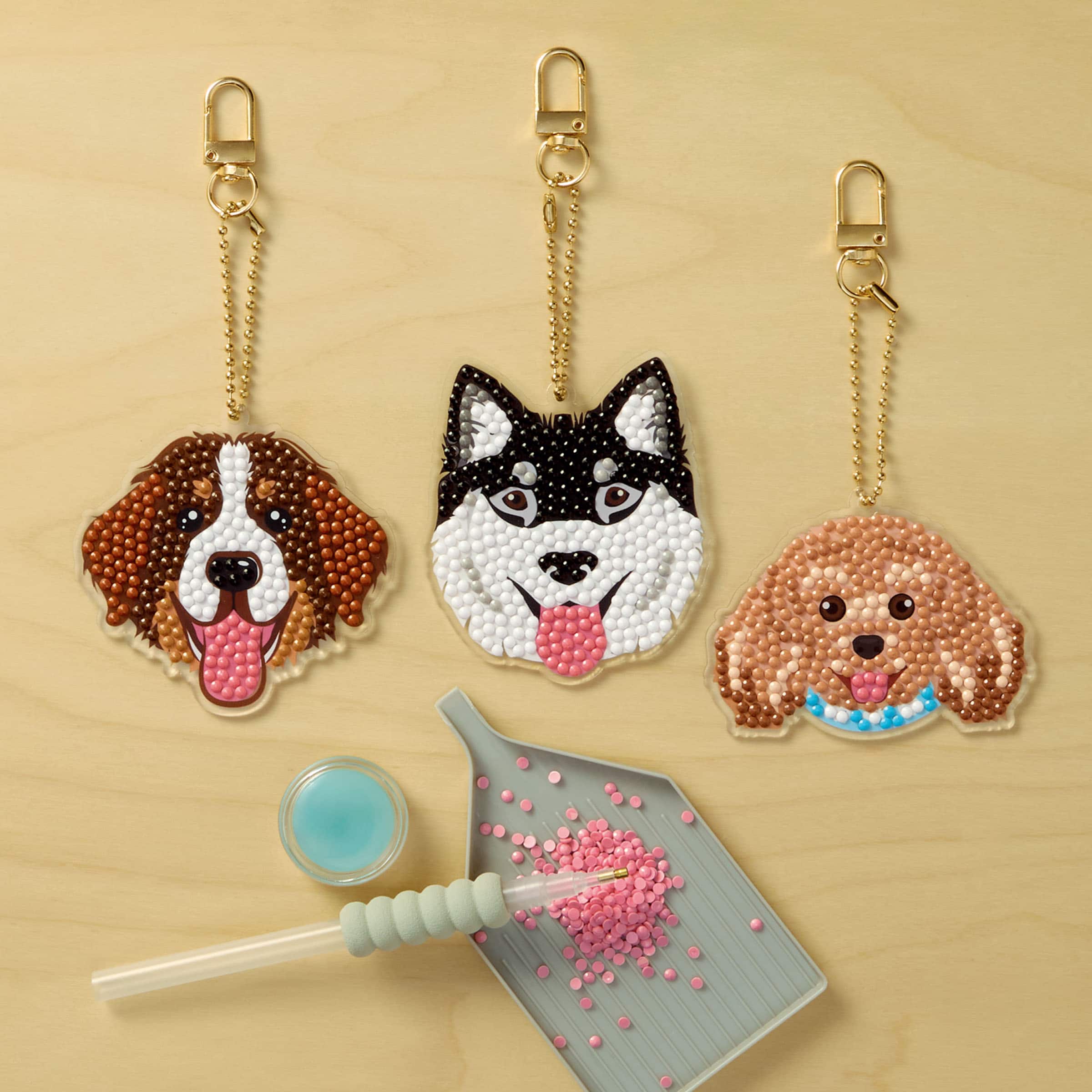 Smiling Dog Diamond Art Keychain Kit by Make Market®