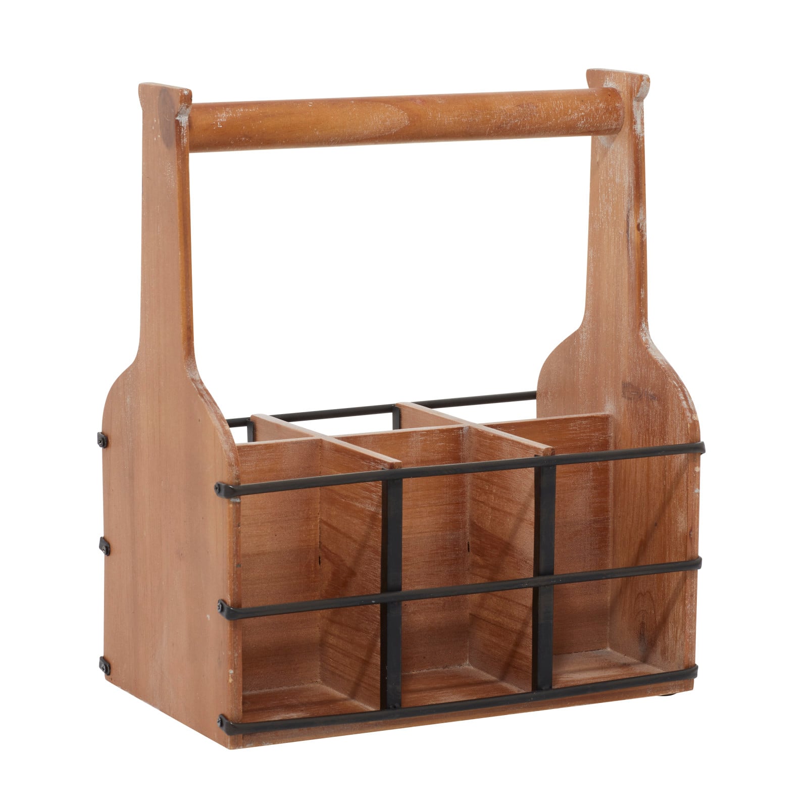 15" Brown Wood Farmhouse Wine Rack