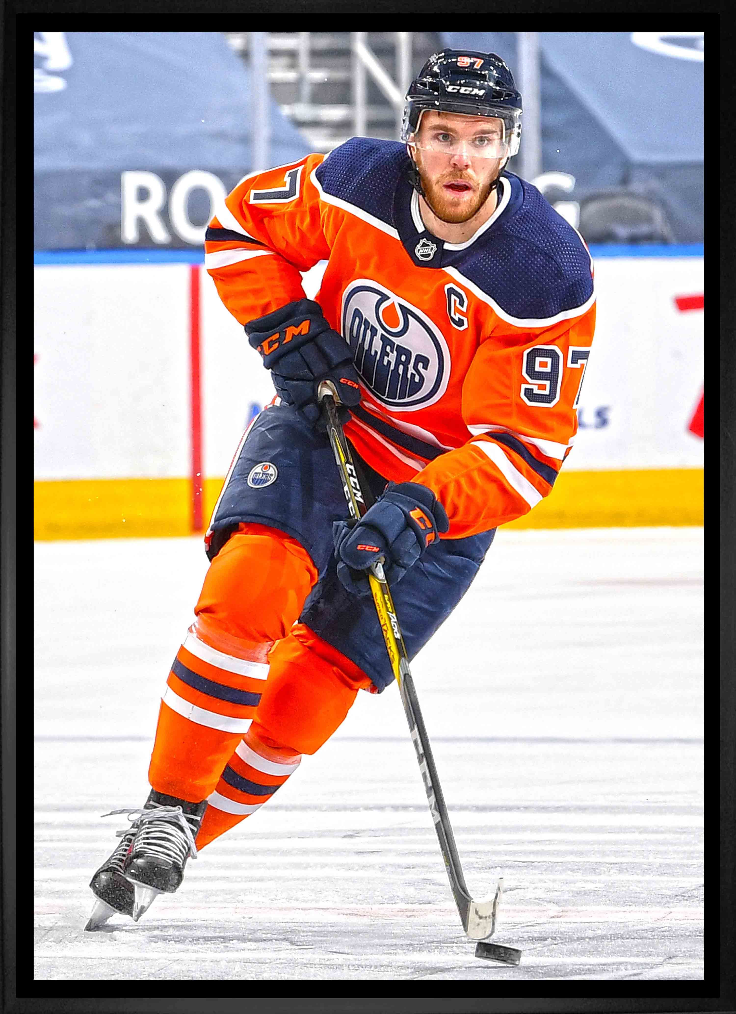 Connor McDavid Edmonton Oilers Framed 20" x 29" Skating Canvas 22.5" x 31.5"