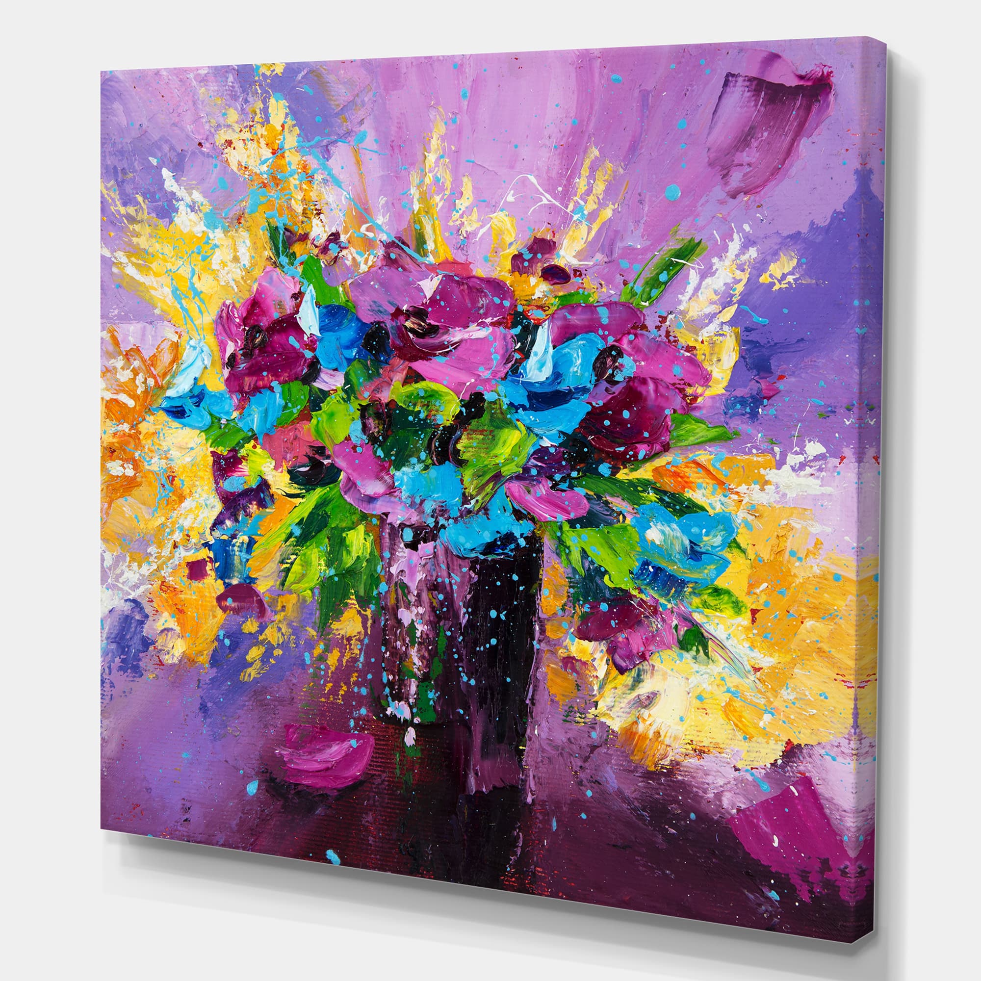 Designart - Bright Bouquet Of Spring Flowers On Purple Background