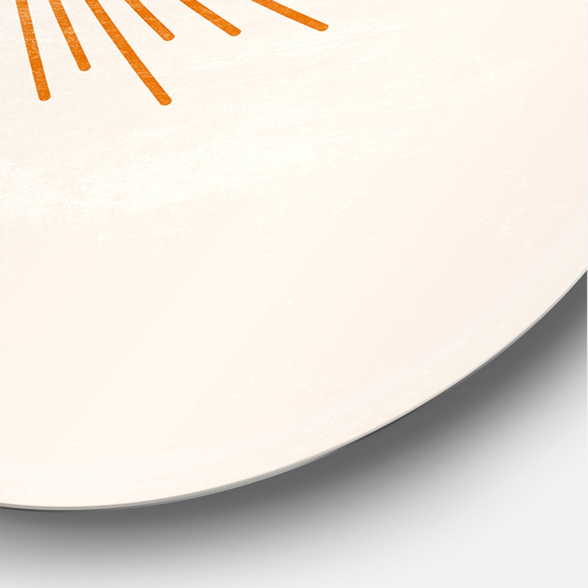 Designart - Orange Sun Print II - Modern Metal Circle Wall Art