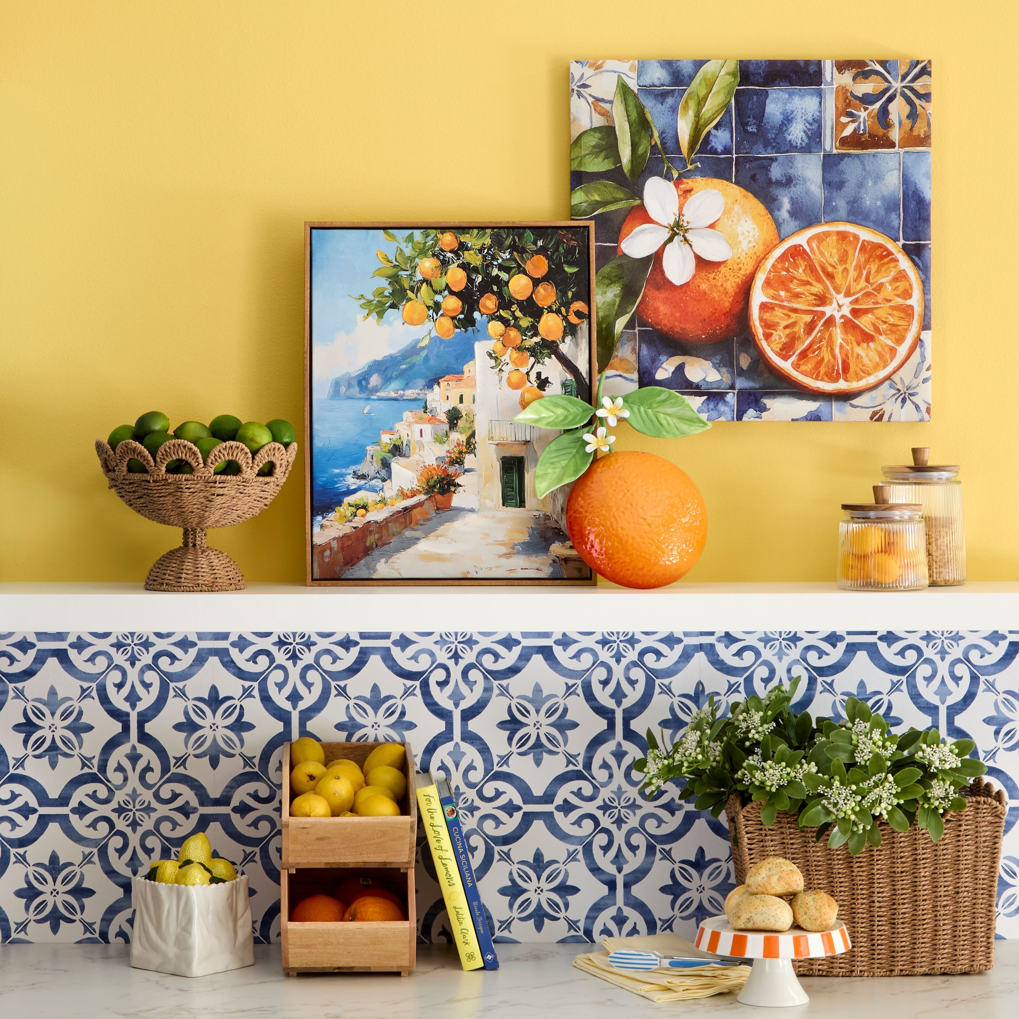 20" x 20" Oranges on Blue Tile Canvas Wall Art by Ashland®