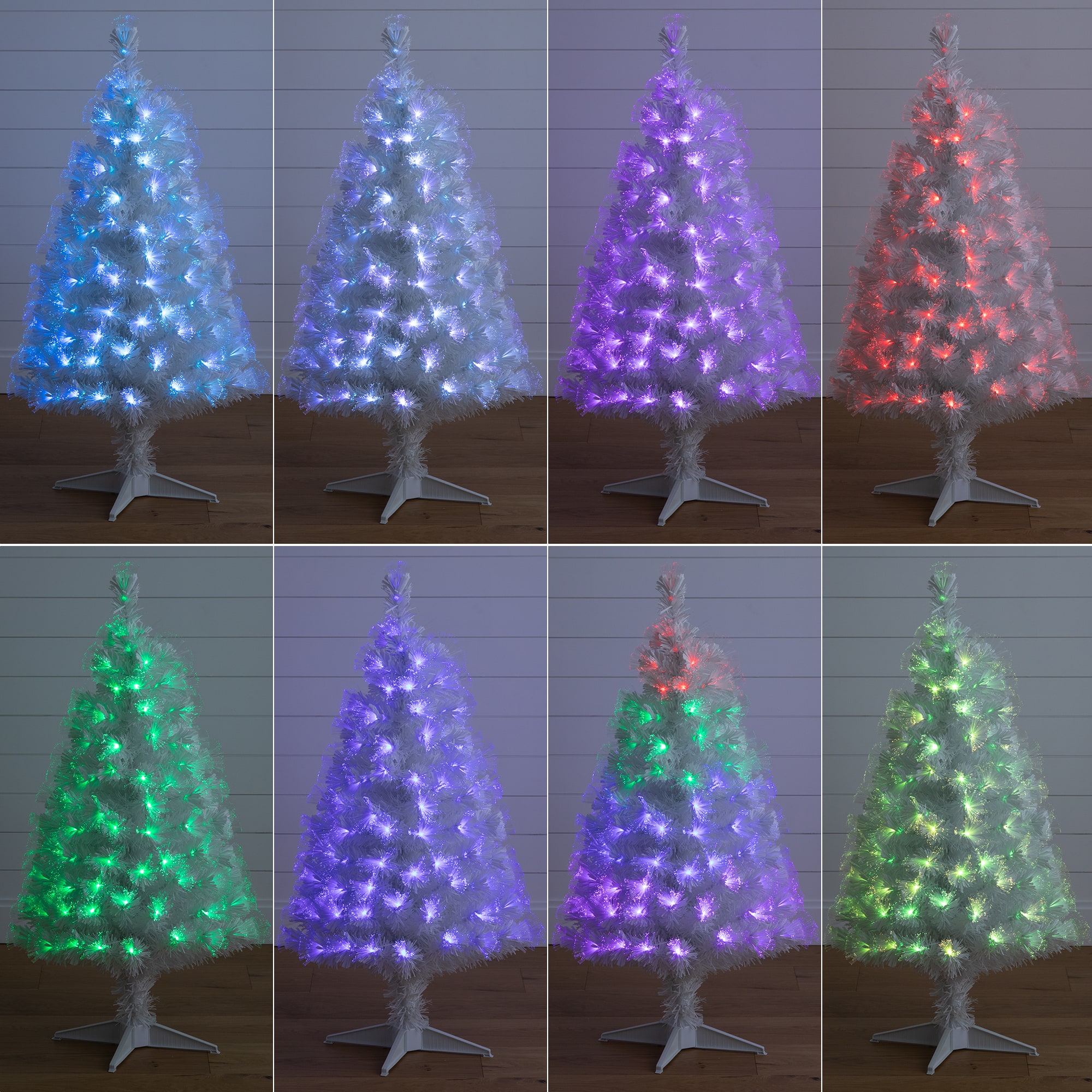 4ft. Fiber Optic Multicolor LED Lights White Pine Artificial Christmas Tree