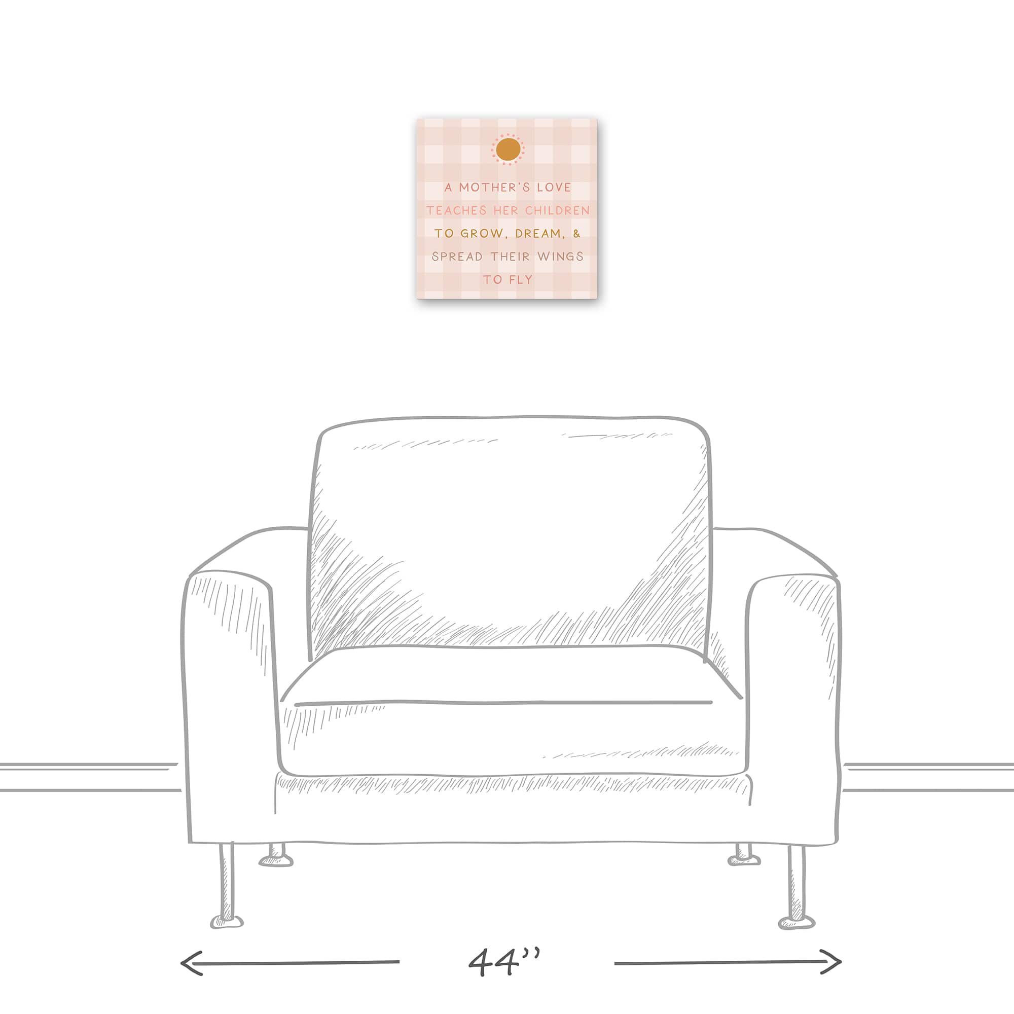 A Mother's Love Pink Check Canvas Wall Art