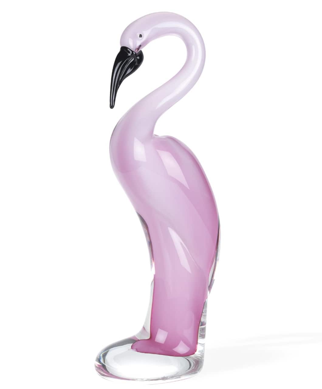 HomeRoots 14.5" Pink Murano Style Art Glass Flamingo Tabletop Sculpture