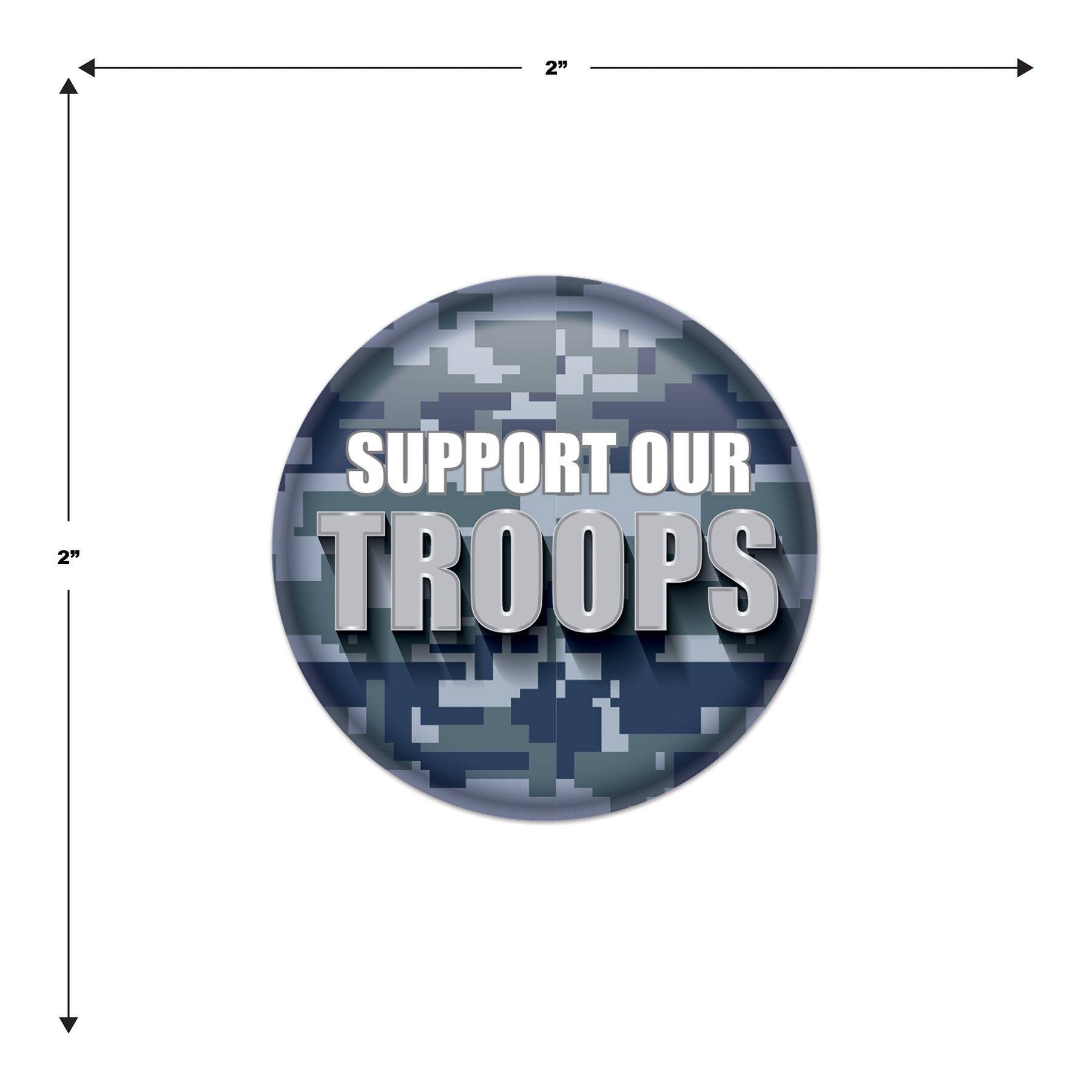 Beistle 2" Grey Camouflage Support Our Troops Buttons, 6ct.