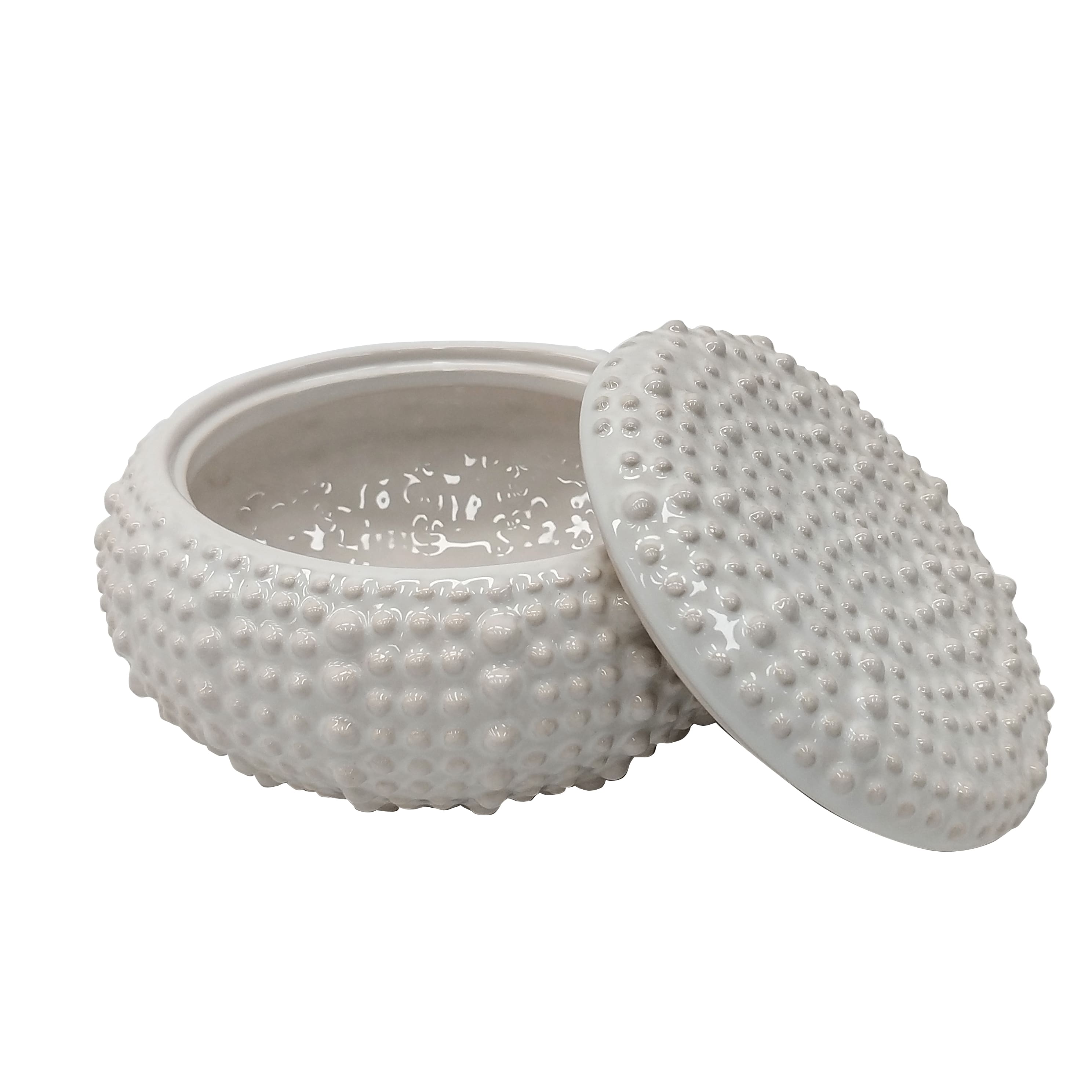7.5" White Shell Ceramic Decorative Box by Ashland®