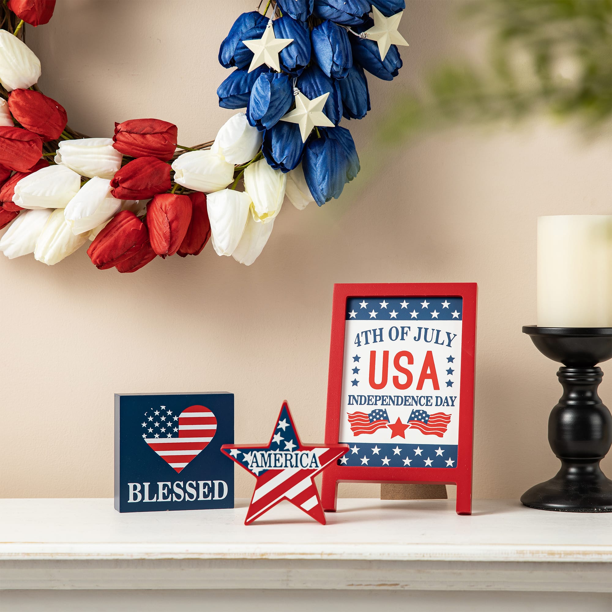 Glitzhome® Patriotic Americana Tabletop Sign Set