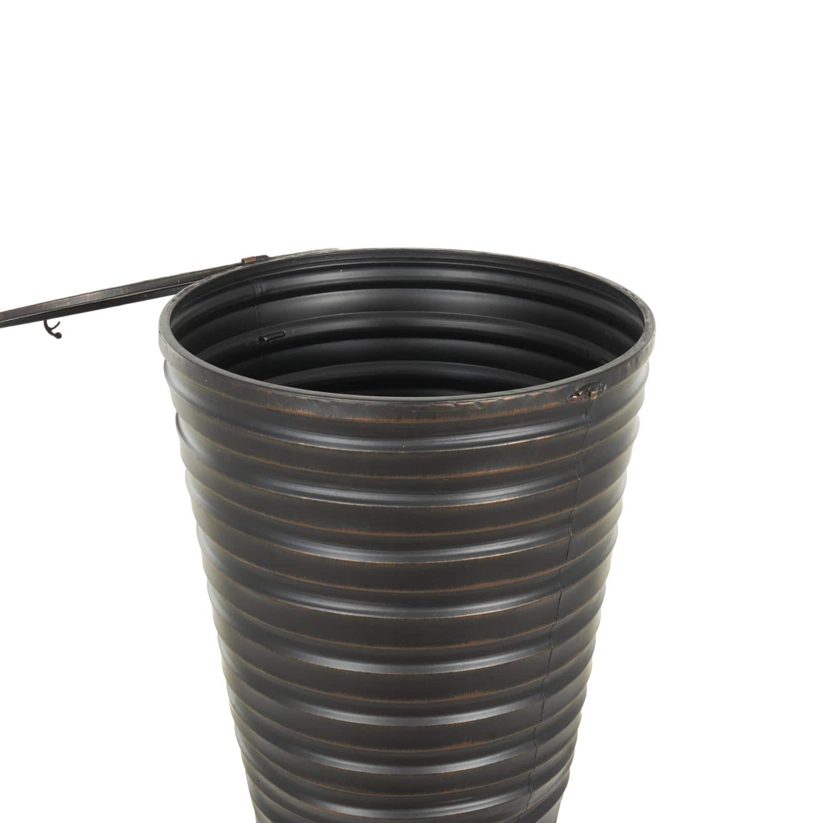 Bronze Ribbed Tall Cone Floor Vase with Horizontal Grooves Set