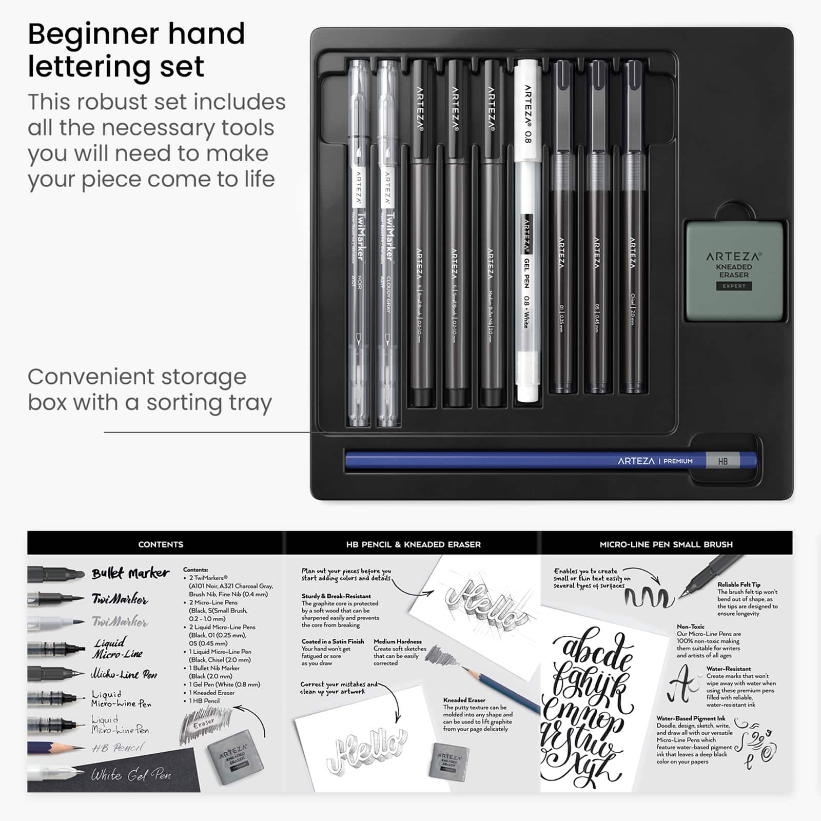 Arteza® 12-Piece Beginner Hand Lettering Set