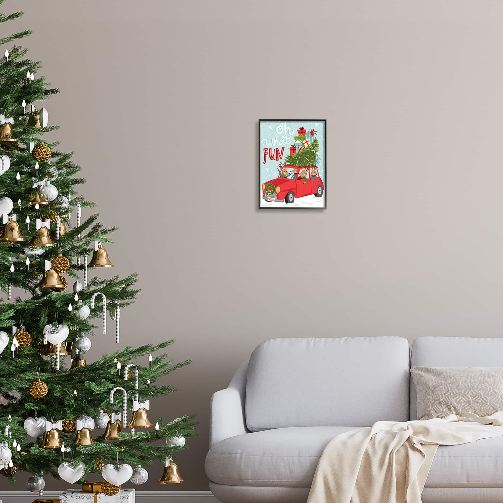 Stupell Industries Oh What Fun Holiday Car Framed Giclee Art
