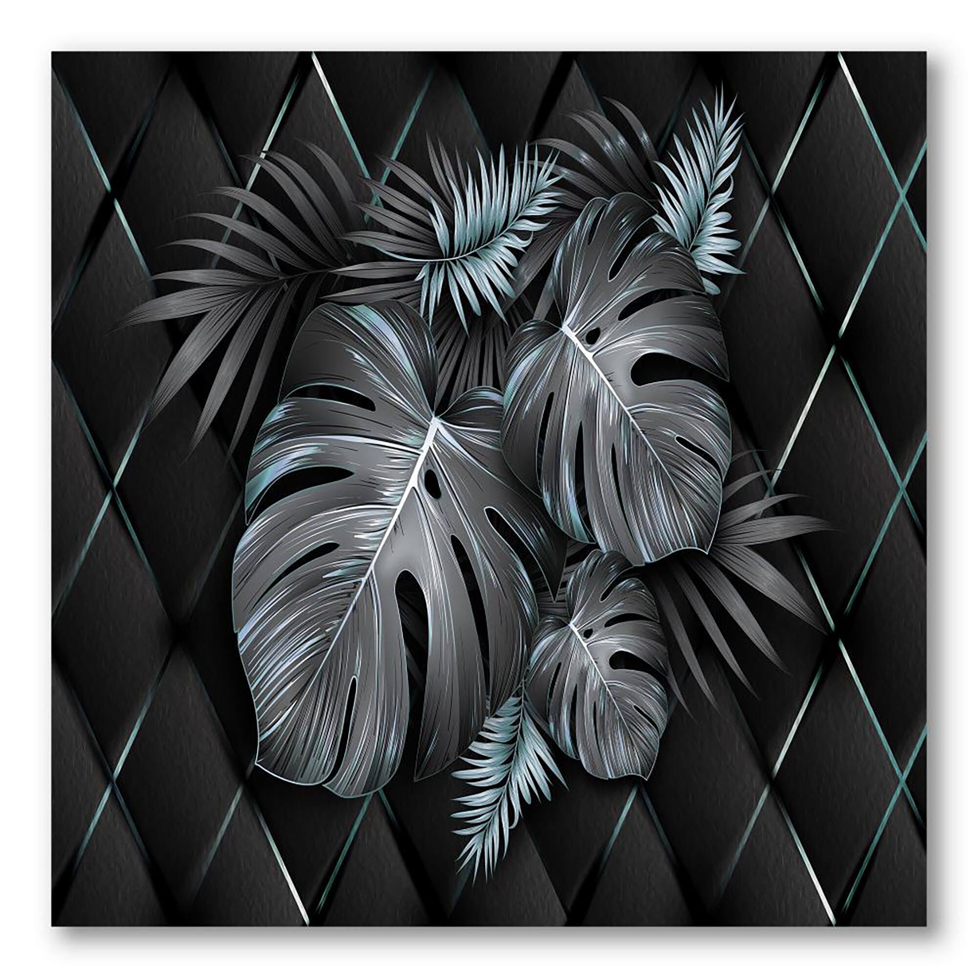 Designart - Black and Gold Tropical Leaves I