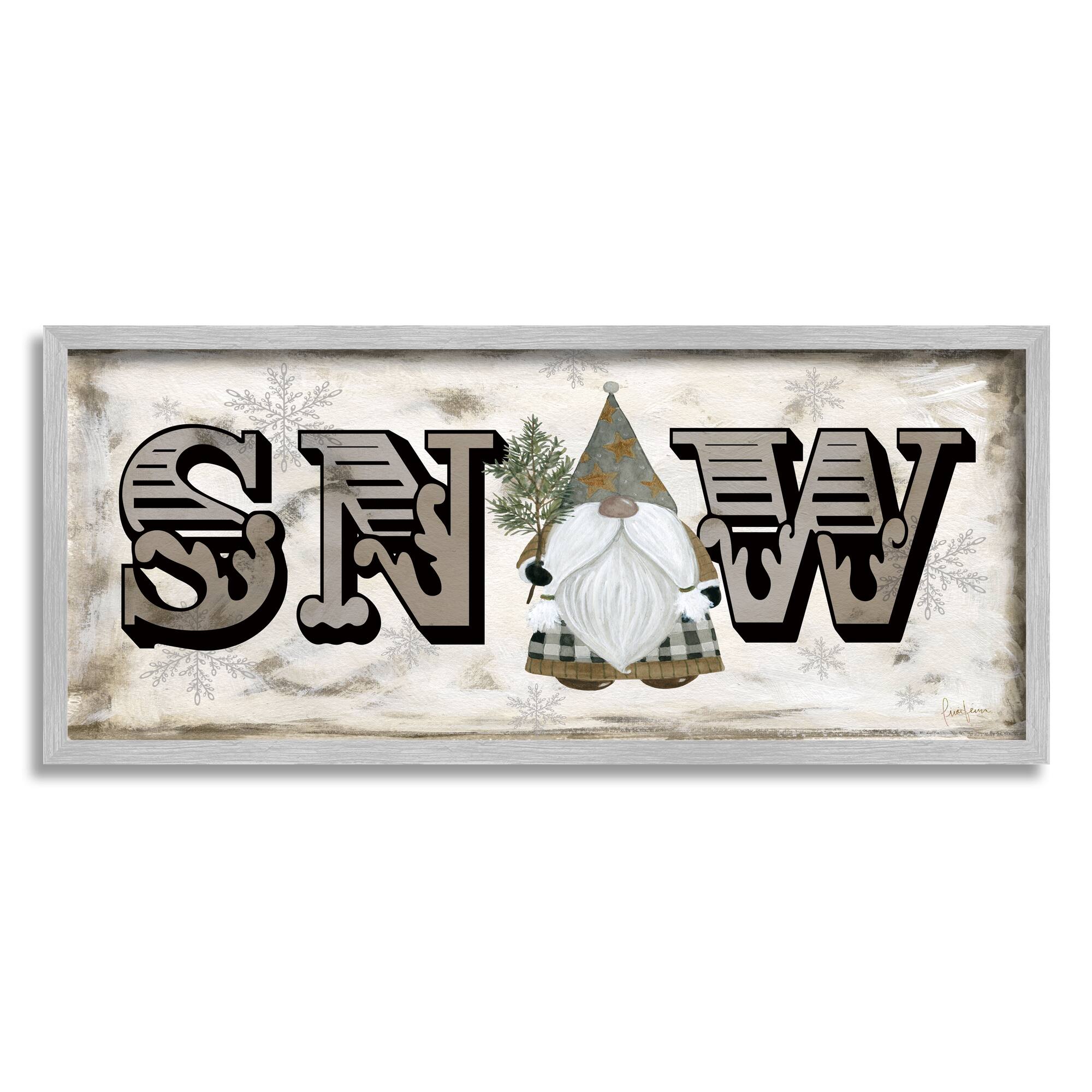 Stupell Industries Winter Snow Holiday Gnome Framed Giclee Art