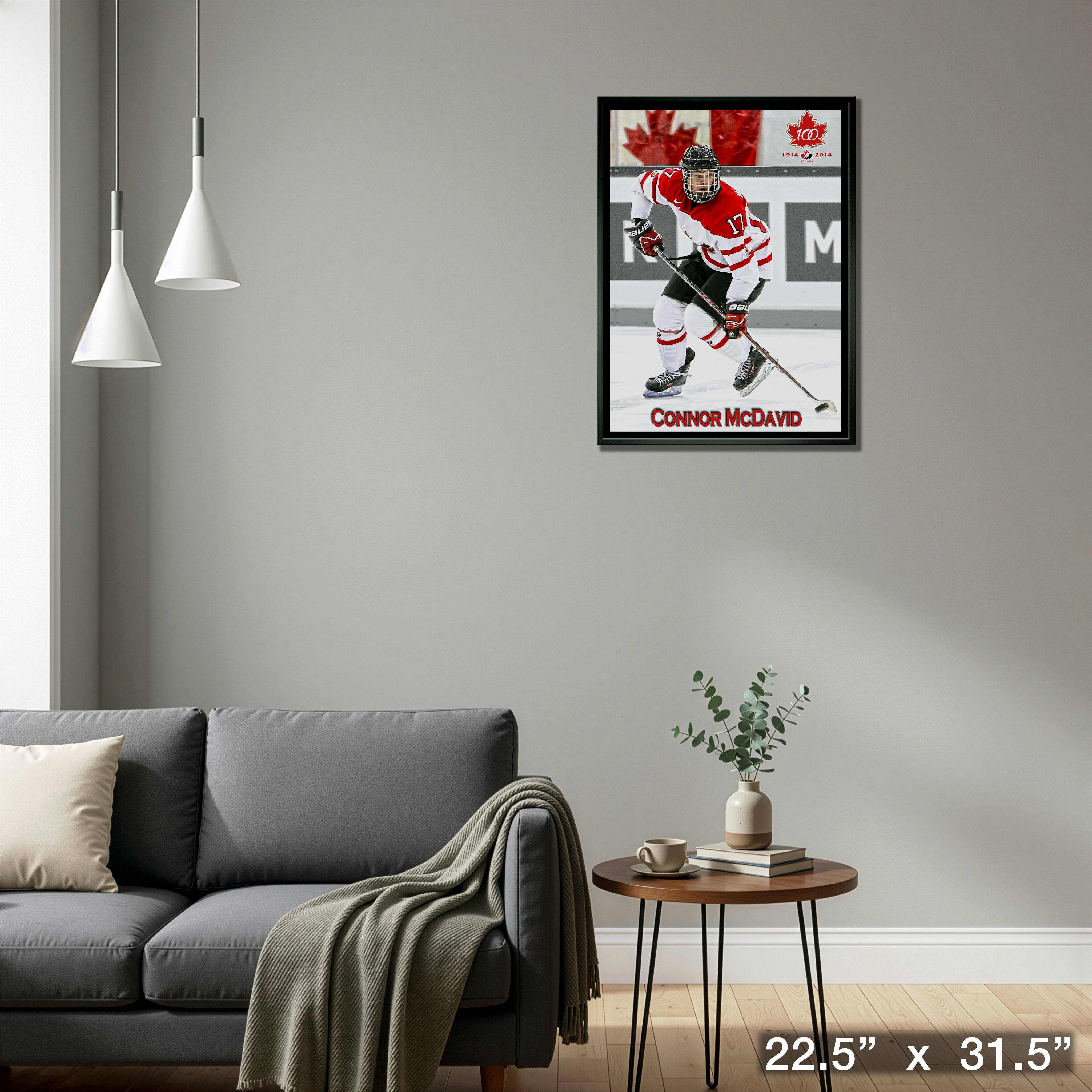 Connor McDavid Team Canada Framed 20" x 29" Skating Canvas Framed 22.5" x 31.5"