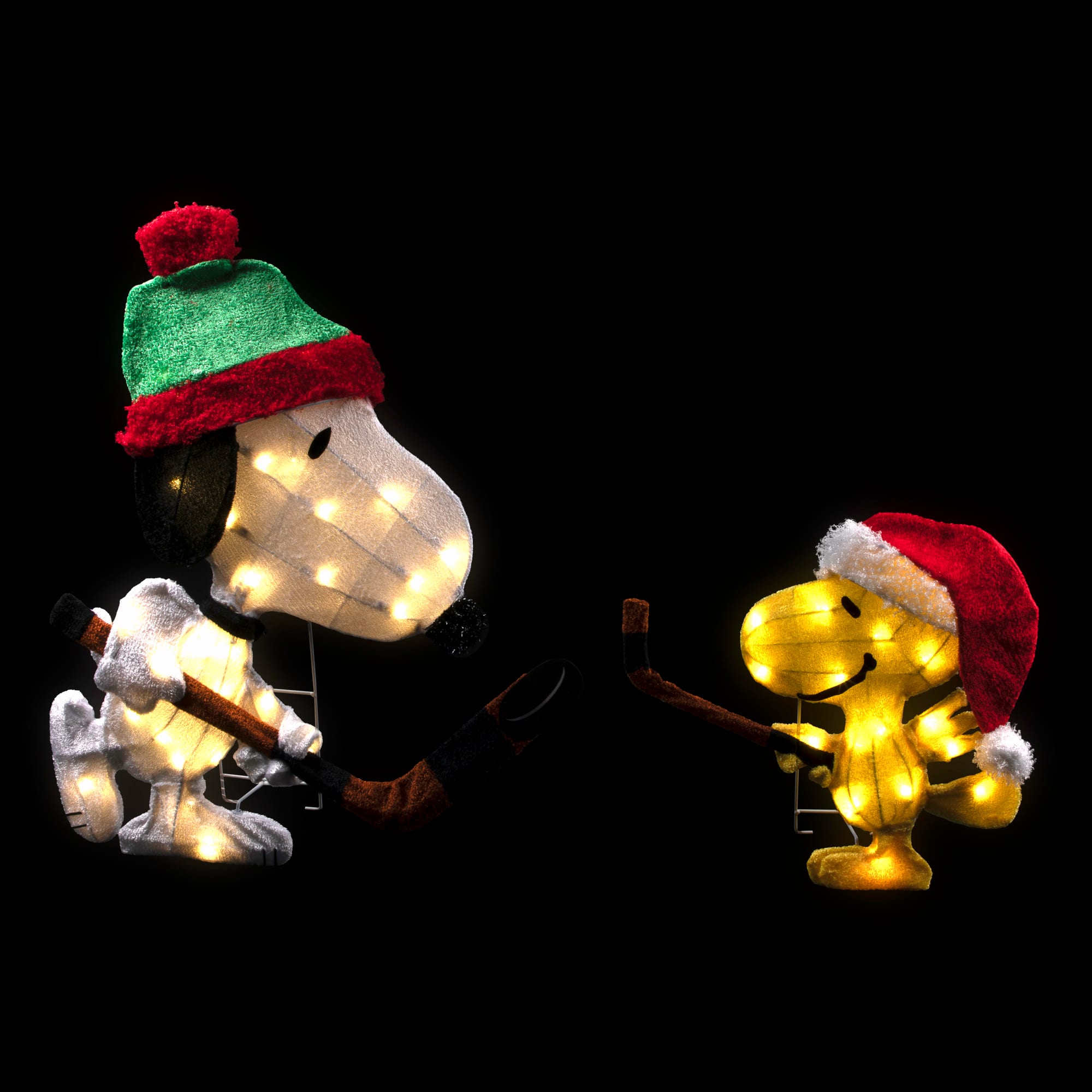 28" Lighted Snoopy & Woodstock Play Hockey Outdoor Christmas Yard Decoration