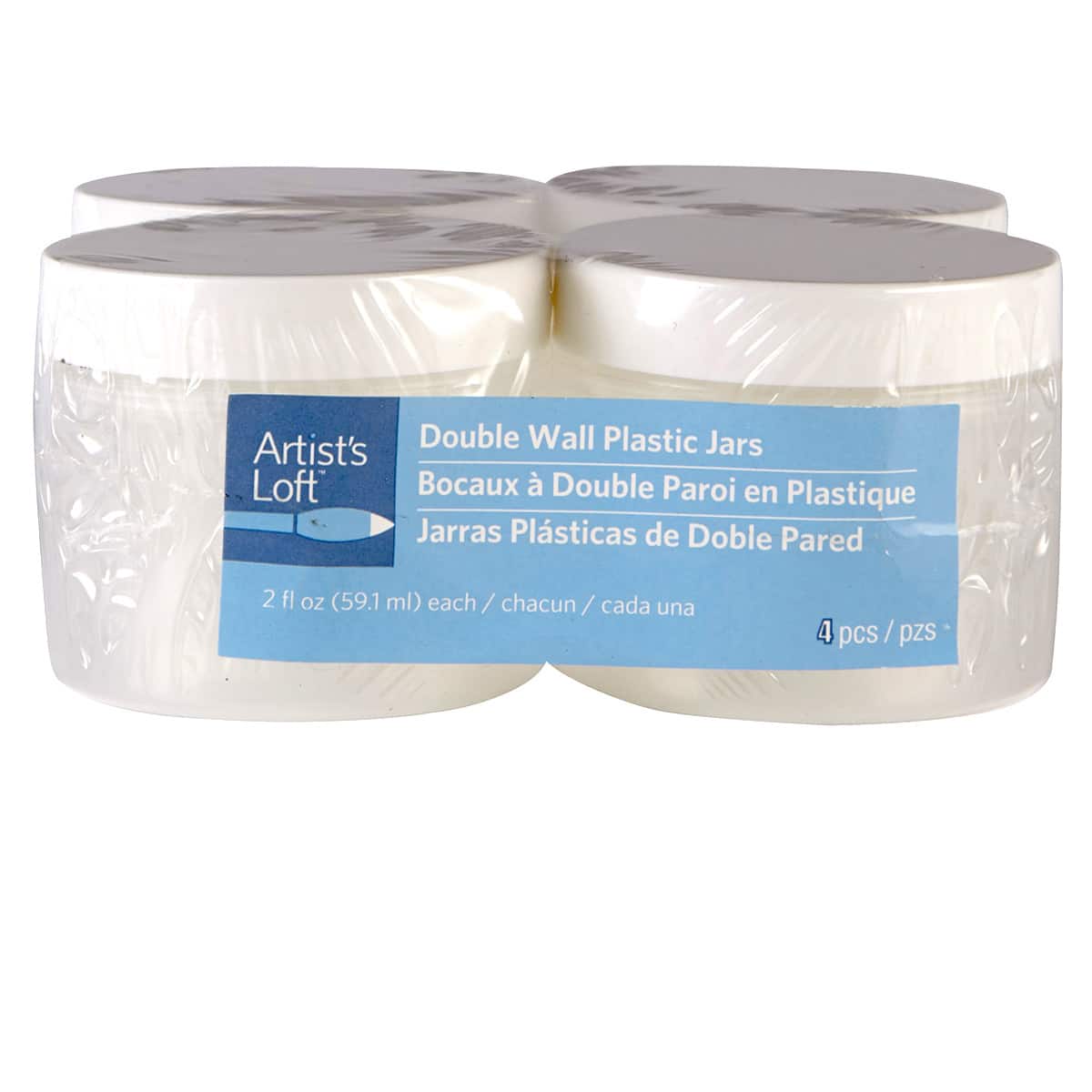 12 Packs: 4 ct. (48 total) Small Double Wall Plastic Jars by Artist's Loft™