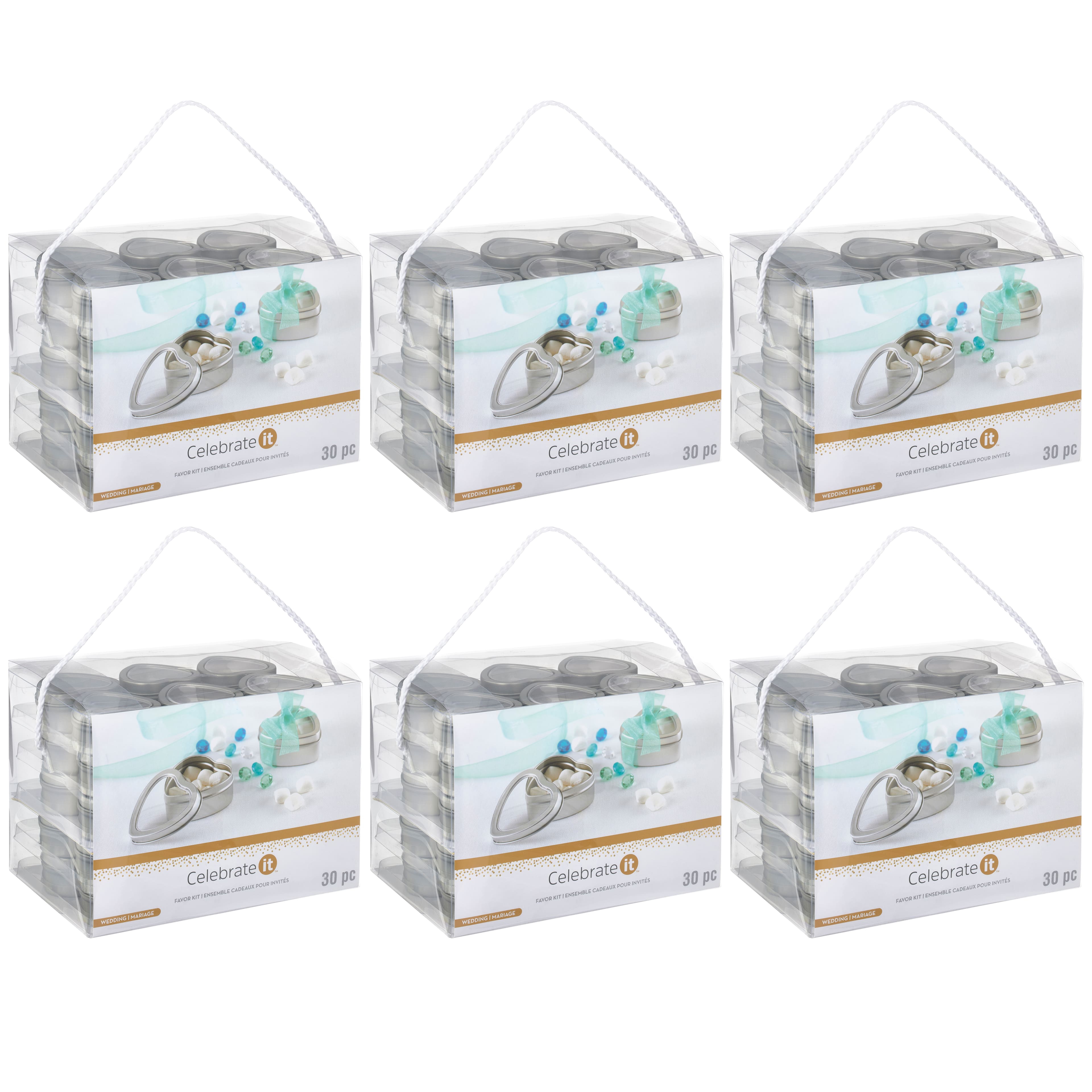 6 Packs: 30 ct. (180 total) Occasions Tin Heart-Shaped Favor Boxes by Celebrate It™
