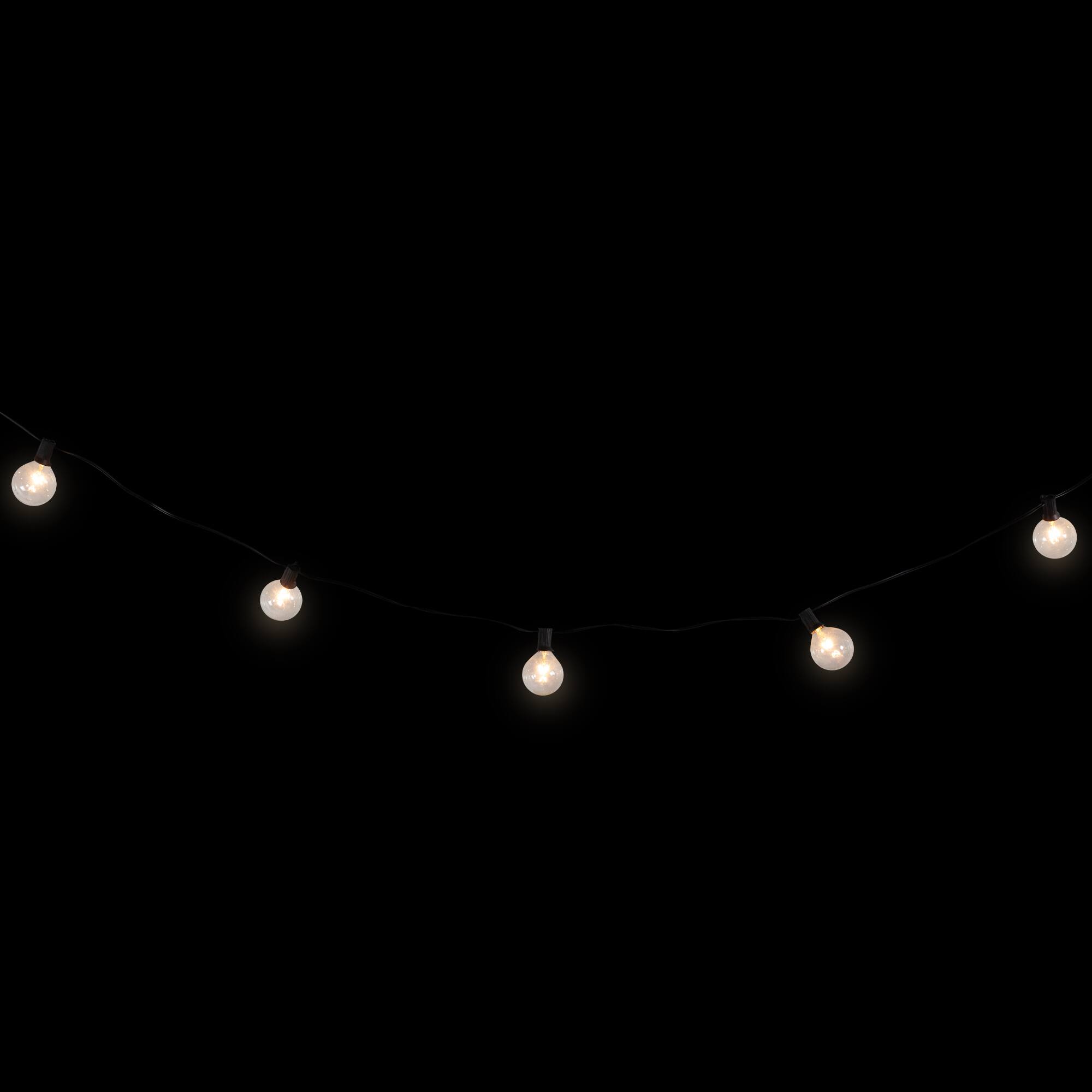 G50 Globe Christmas Light Set - Clear - 9' Black Wire -10ct