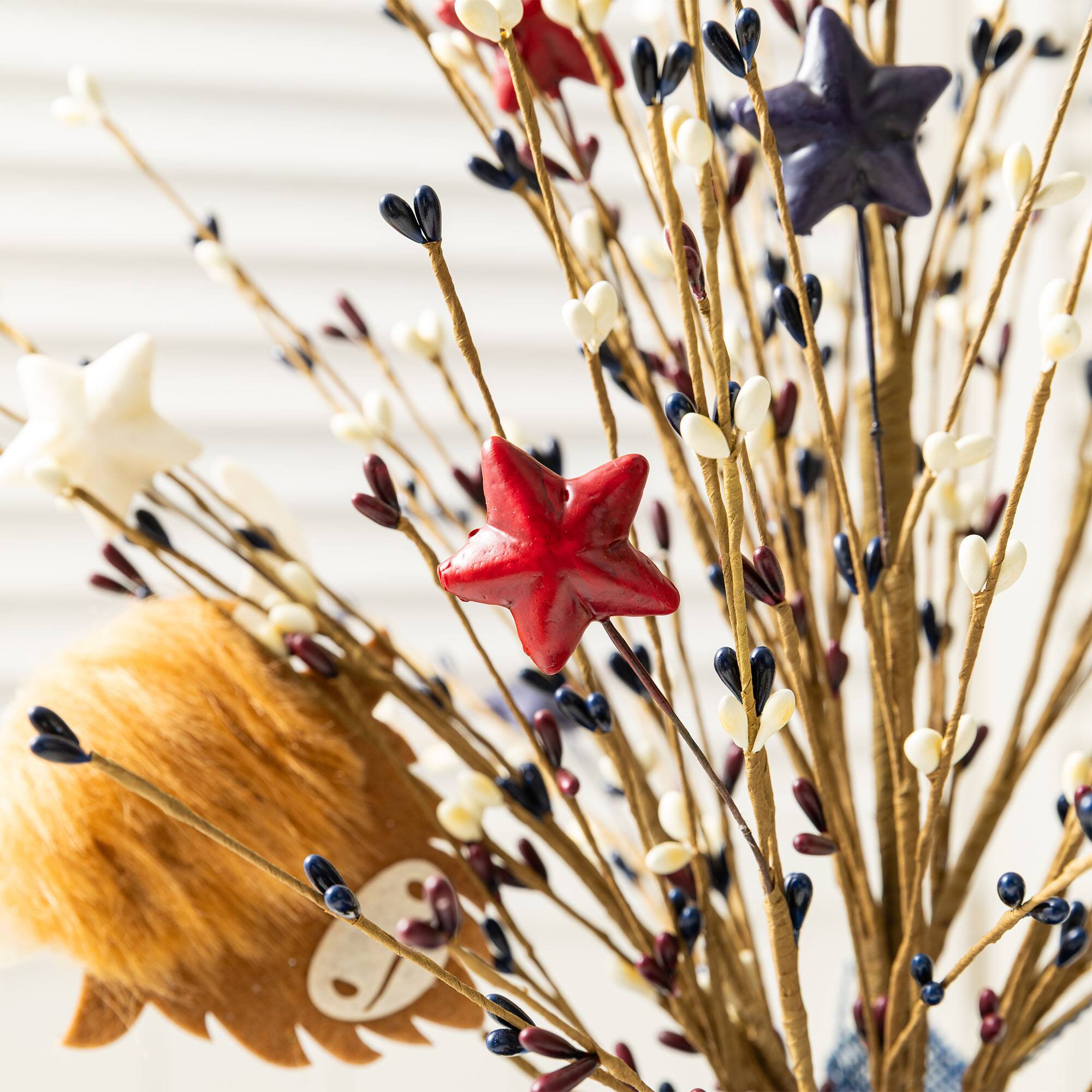 Glitzhome® 21" Patriotic Americana Highland Cow and Berry Table Tree